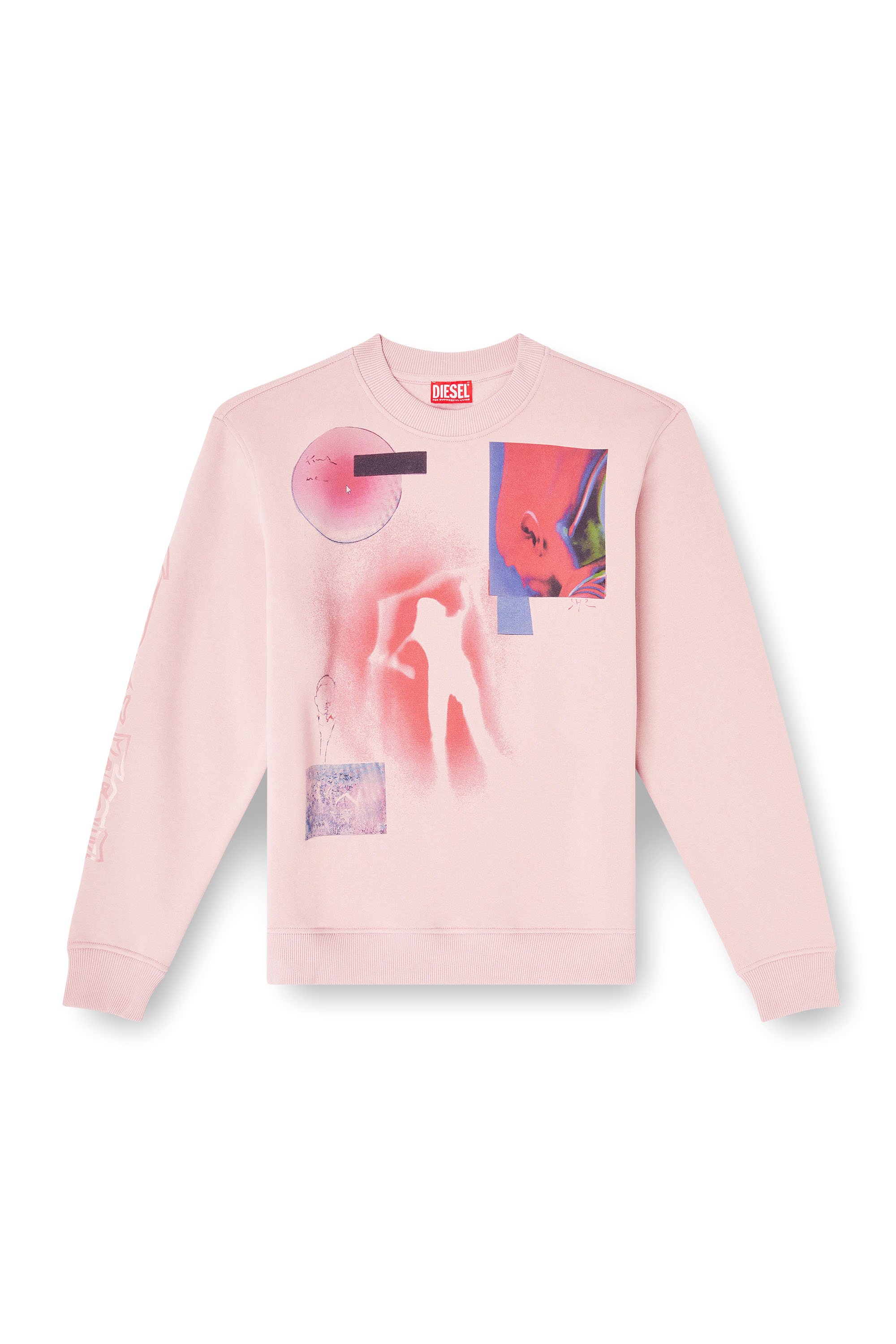 Diesel - F-NORMY-S1, Female's プルオーバースウェット in ピンク / ホワイト - 3