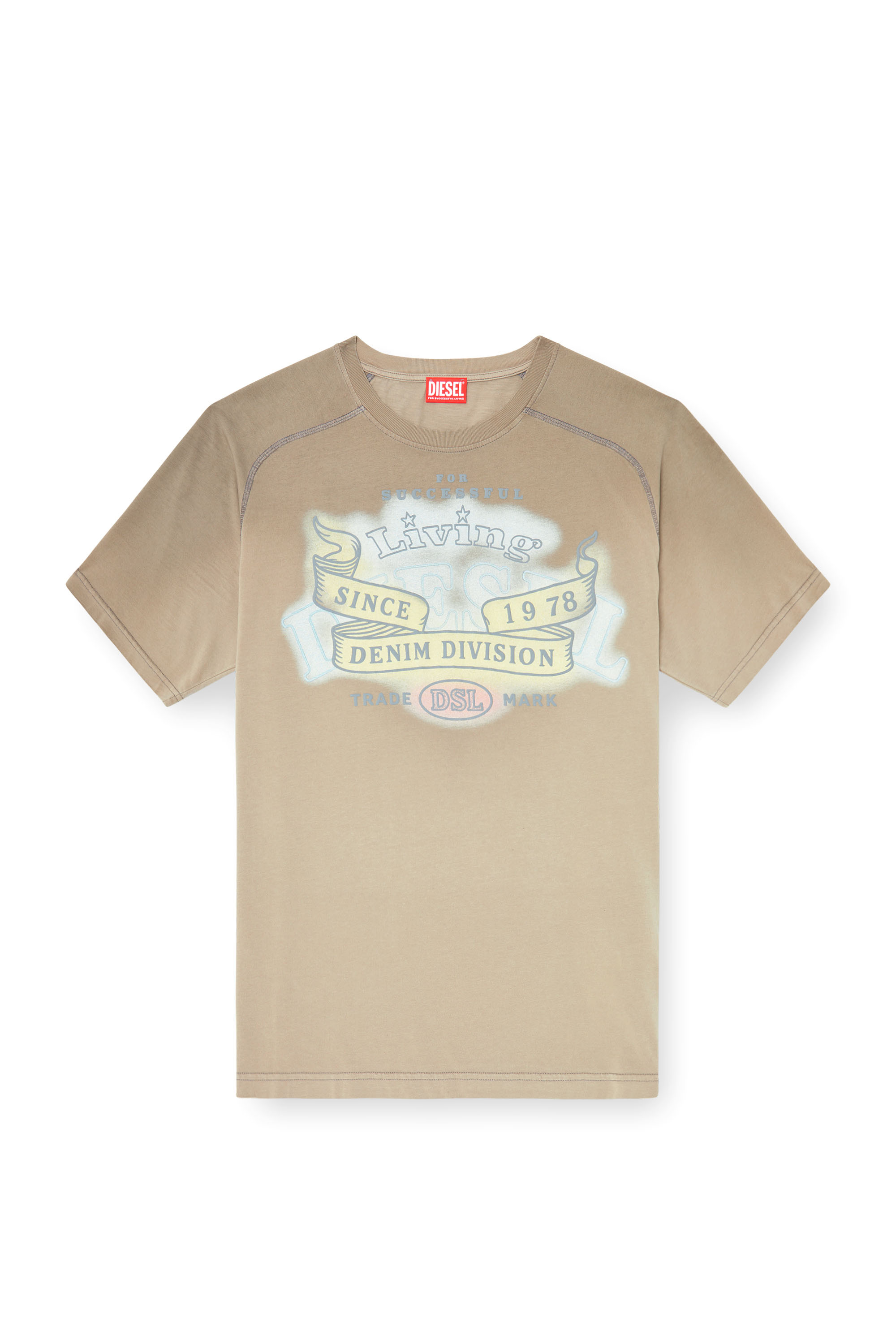 Diesel - T-FORB, Male's T-shirt with logo graphic in ベージュ - 3