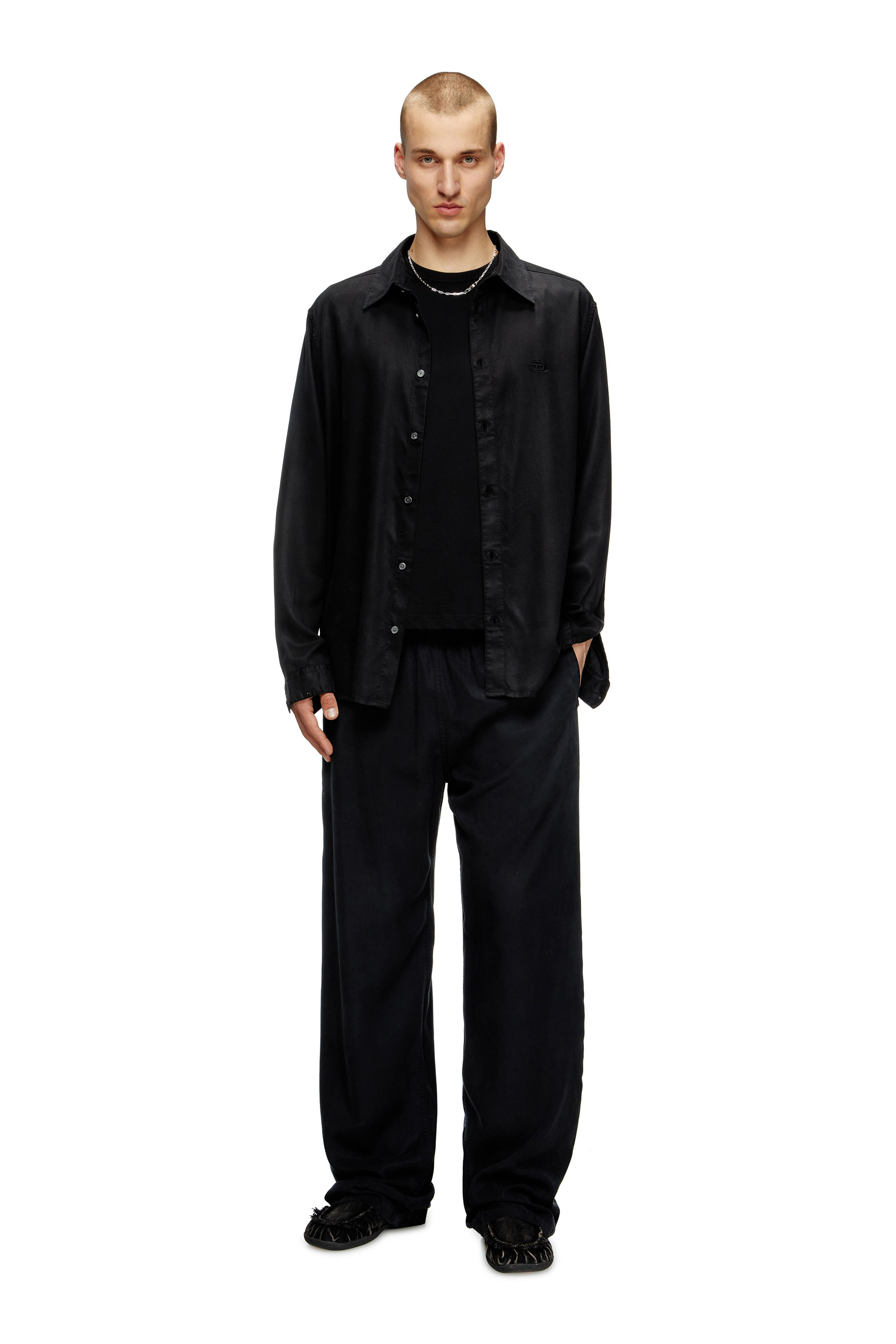 Diesel - T-ADJUST-MICRODIV, Unisex's T-shirt with micro-embroidered logo in ブラック - 2