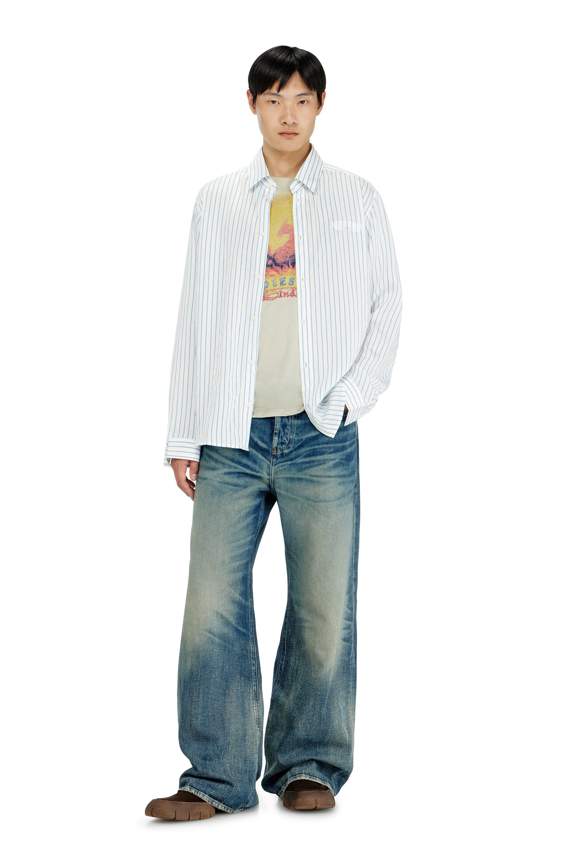 Diesel - S-SIMPLY-AGCL, Male's シャツ in ホワイト/ブルー - 2