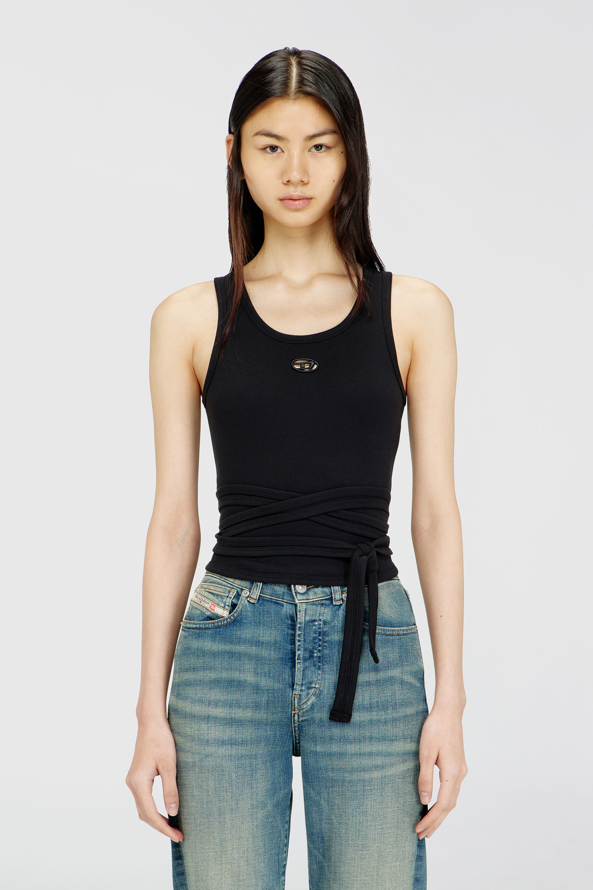 Diesel - T-ANKY-TAIL-S1, Female's スリーブレストップ in ブラック - 1