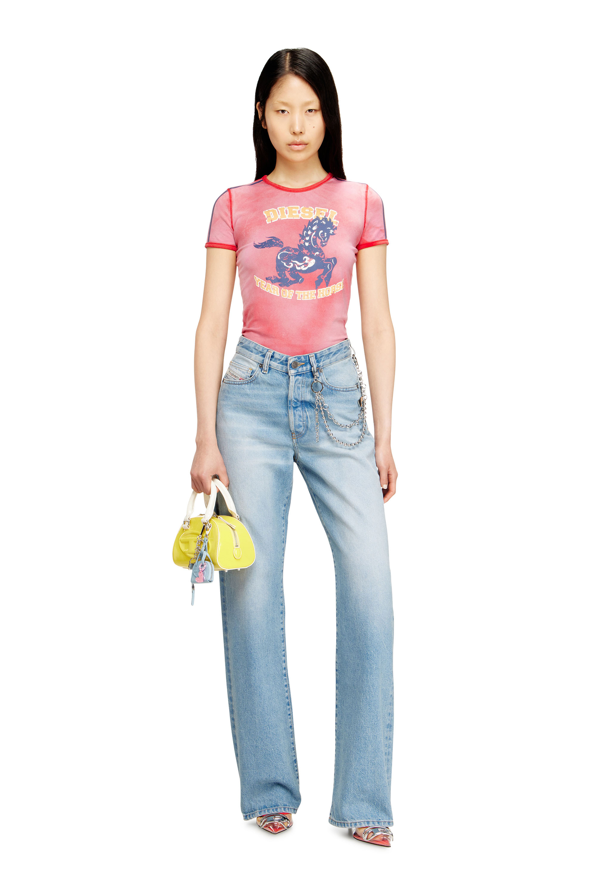 Diesel - CL-T-UNCUTIE-HORSE, Female's Cotton stretch T-shirt with horse graphic print in レッド - 1