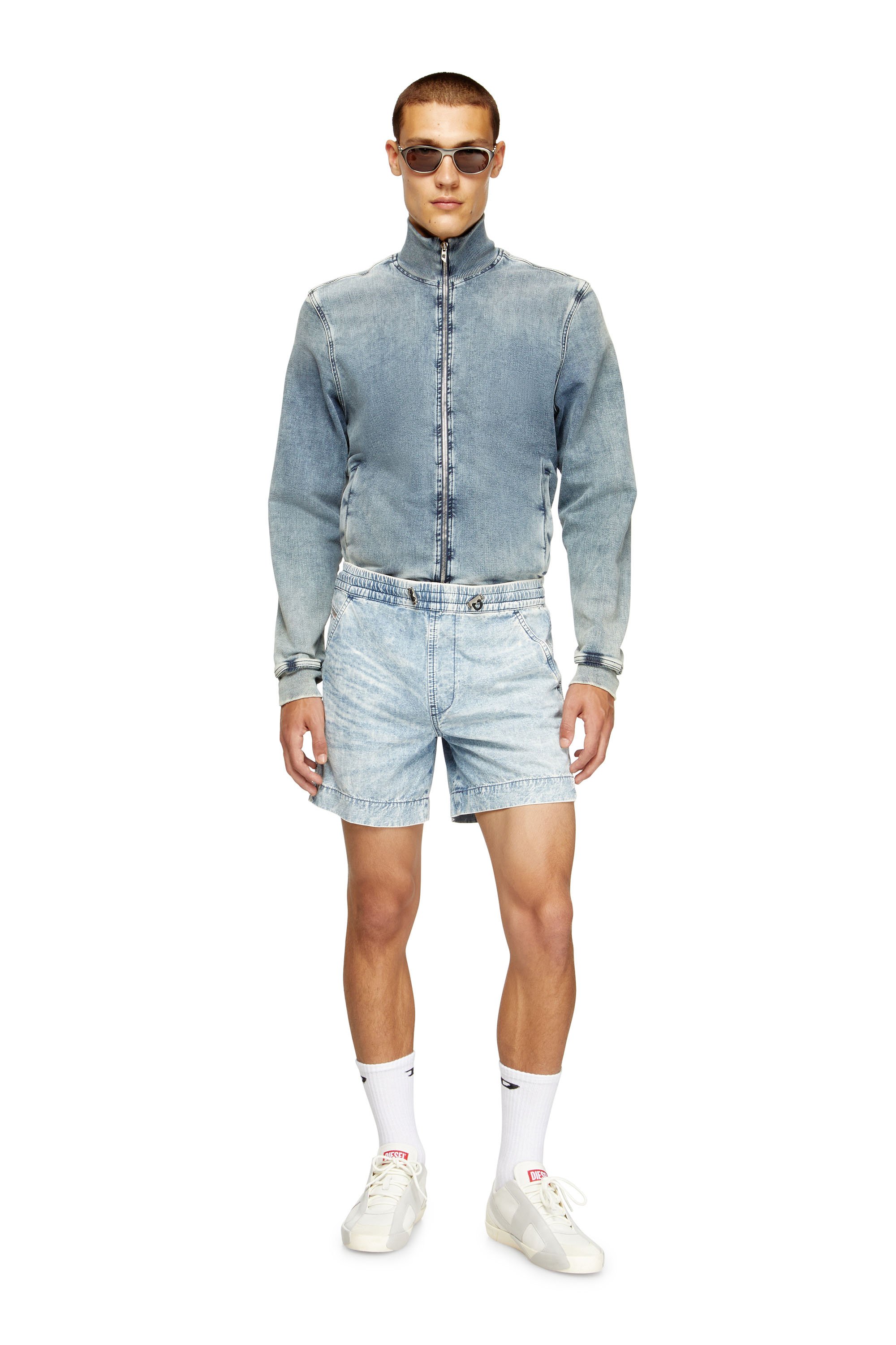 Diesel - D-TENNI-S, Unisex's Shorts in marbled denim in ライトブルー - 2
