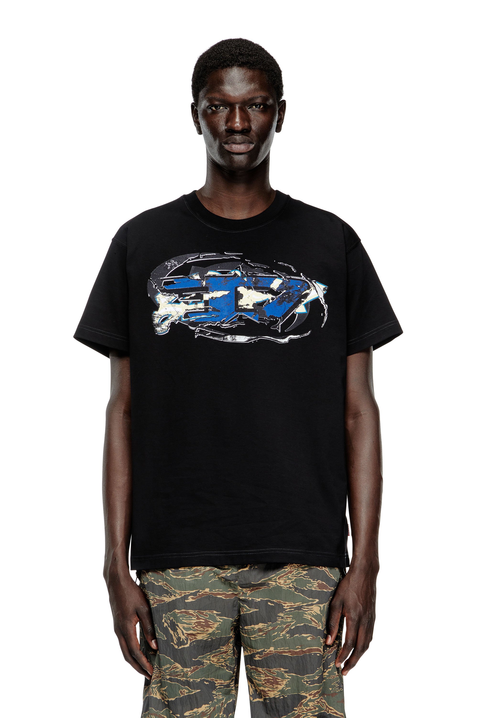Diesel - T-NORM-T11, Male's T-shirt with Oval D logo in ブラック - 1