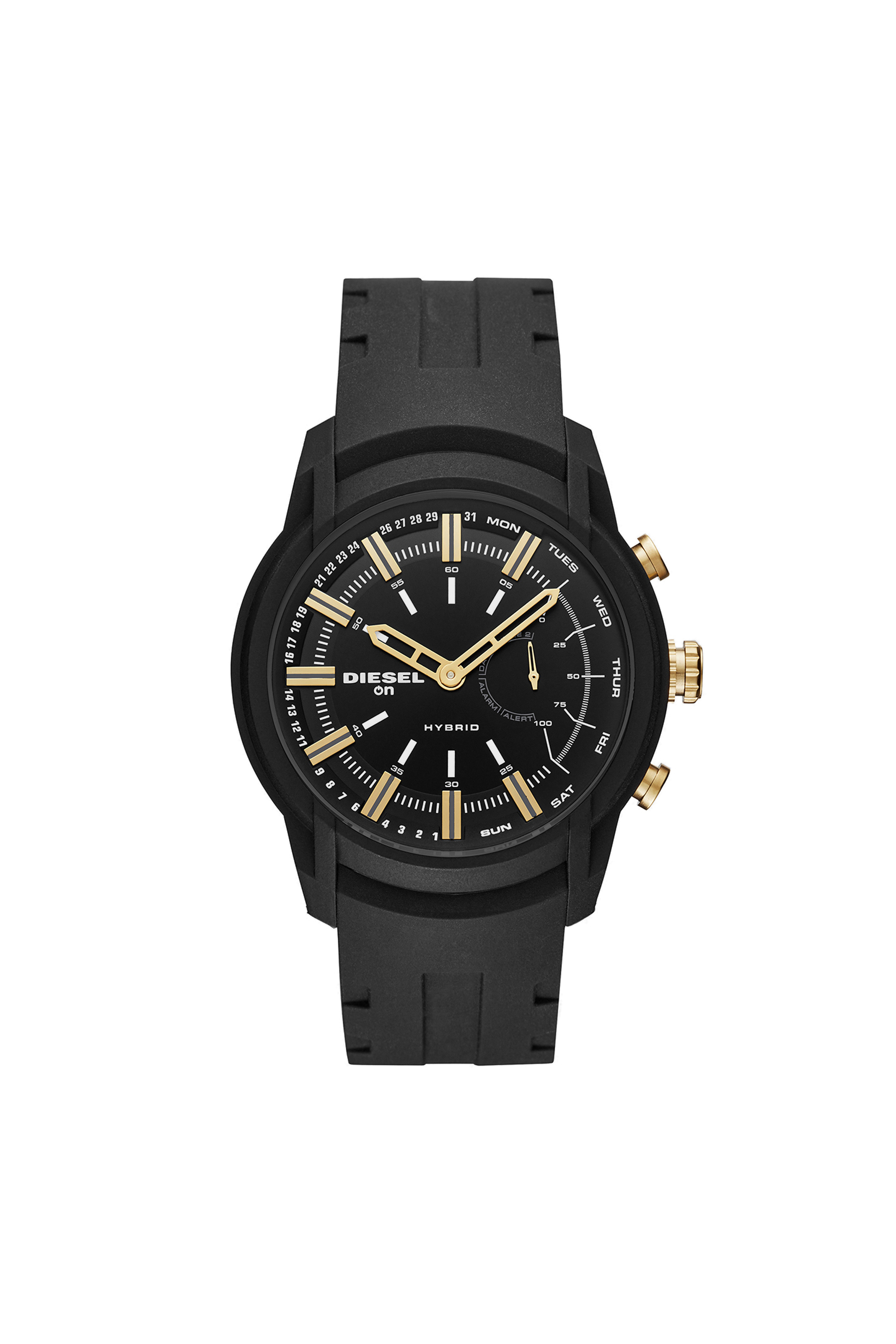 Diesel - DT1014, Male's Armbar Hybrid black silicone smartwatch, 44 mm in ブラック - 2