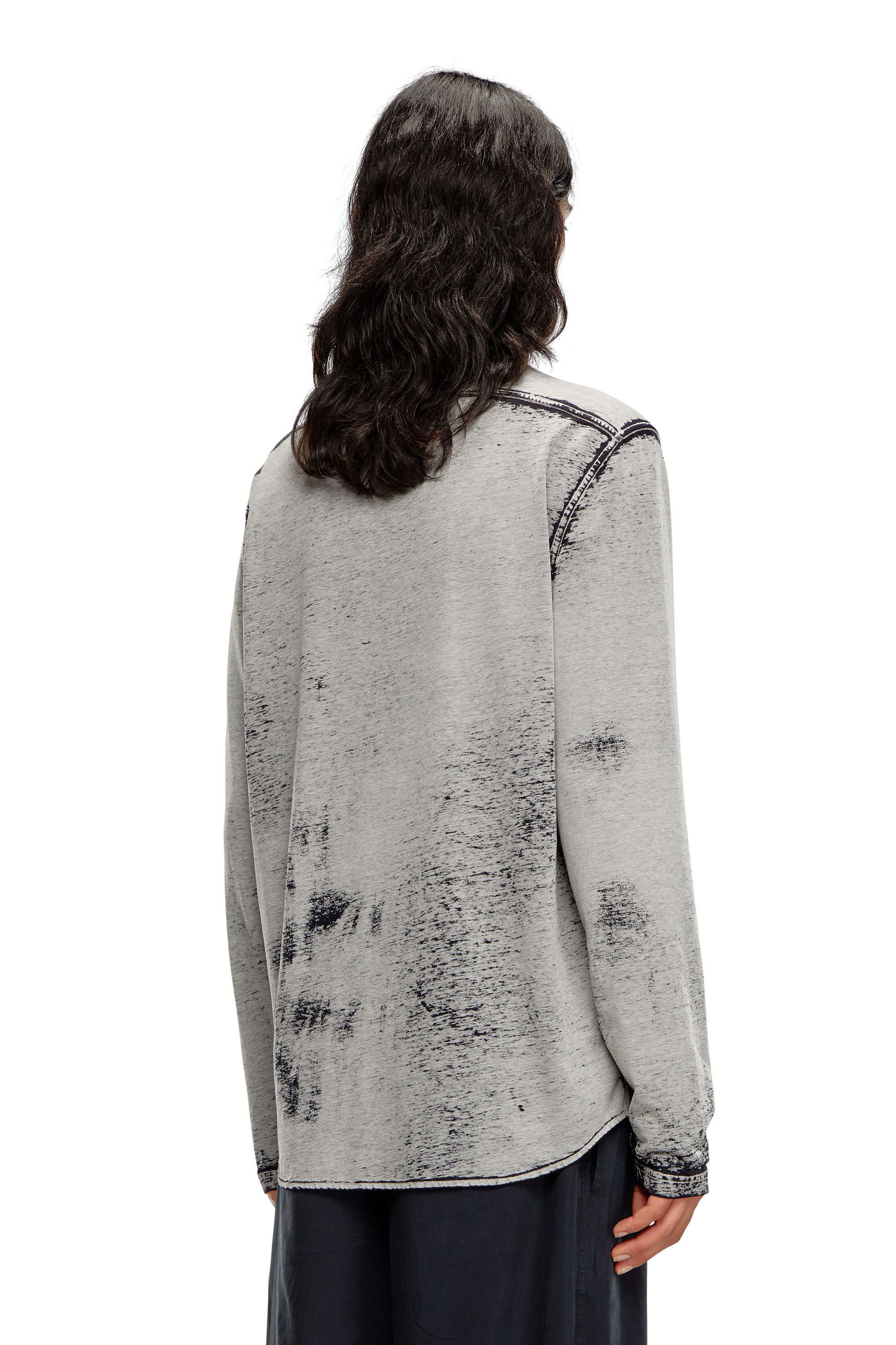 Diesel - S-ENTRY-DEV, Male's Shirt in burnout plated jersey in グレー - 4