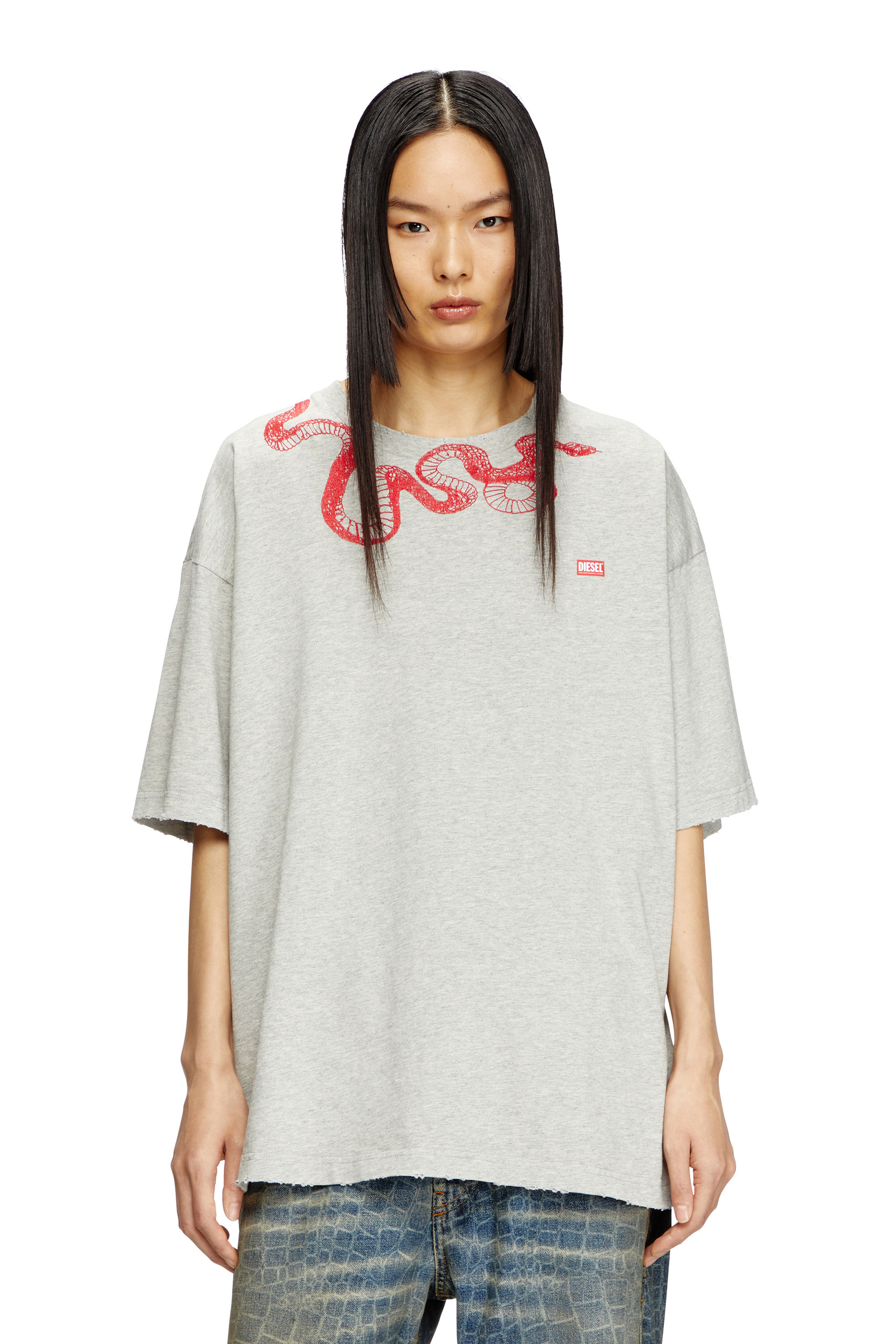 Diesel - CL-T-BOXT-MEL-SNAKE, Unisex's T-shirt with snake embroidery in グレー - 4