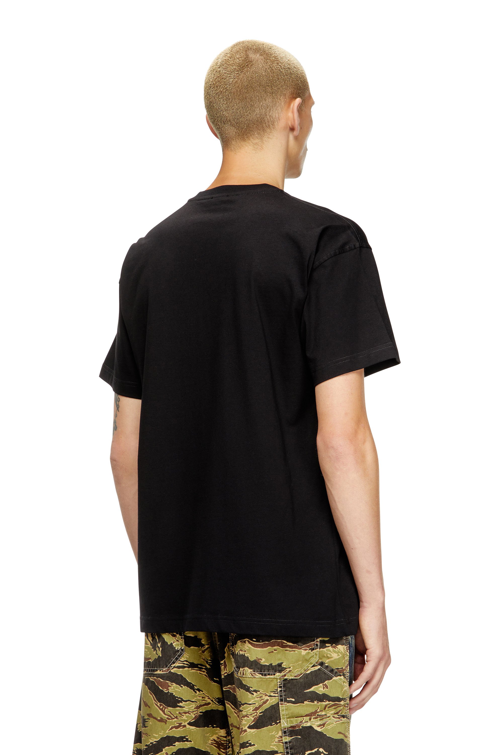 Diesel - T-NORM-T6, Male's T-shirt with flocked Diesel Denim Division logo in ブラック - 4