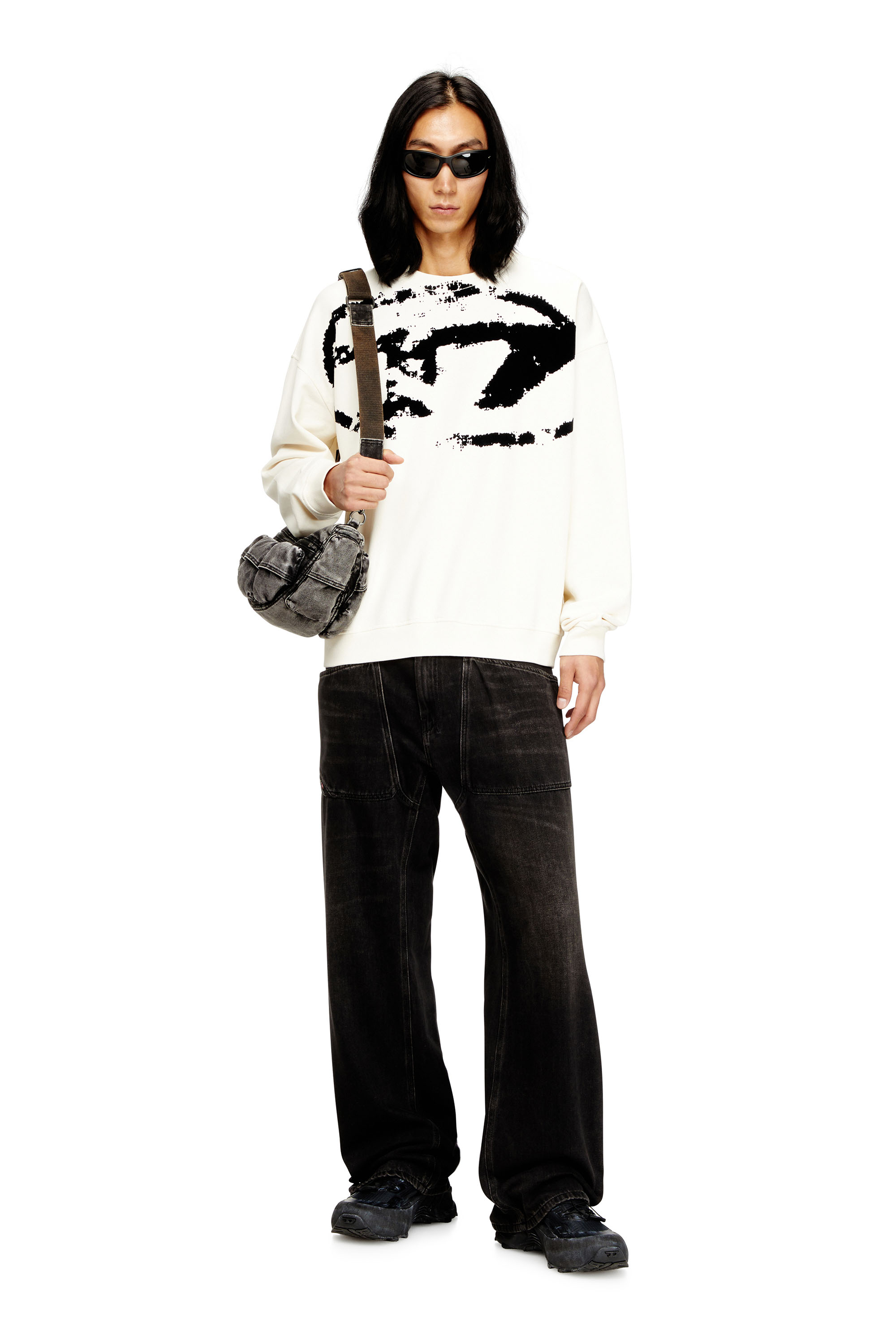 Diesel - S-BOXT-N5, Male's スウェット in ホワイト/ブラック - 2