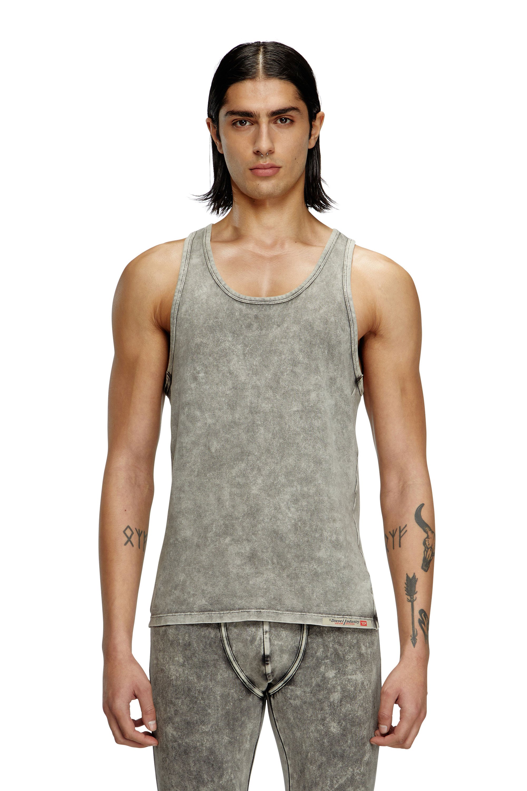 Diesel - WALTY-DNM, Male's Denim-effect tank top in グレー - 1