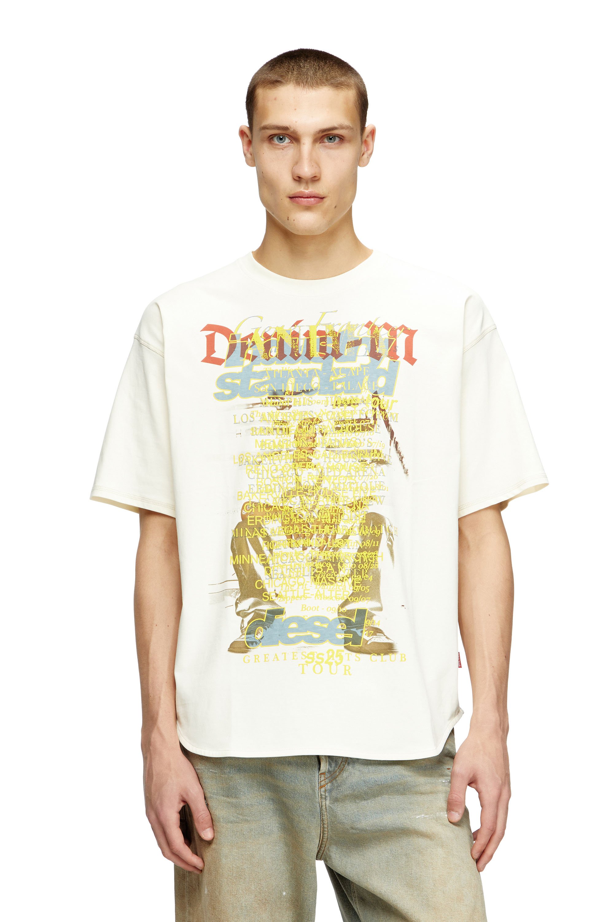 Diesel - T-BIX-AA, Unisex's T-shirt with lyrics print in ホワイト - 1