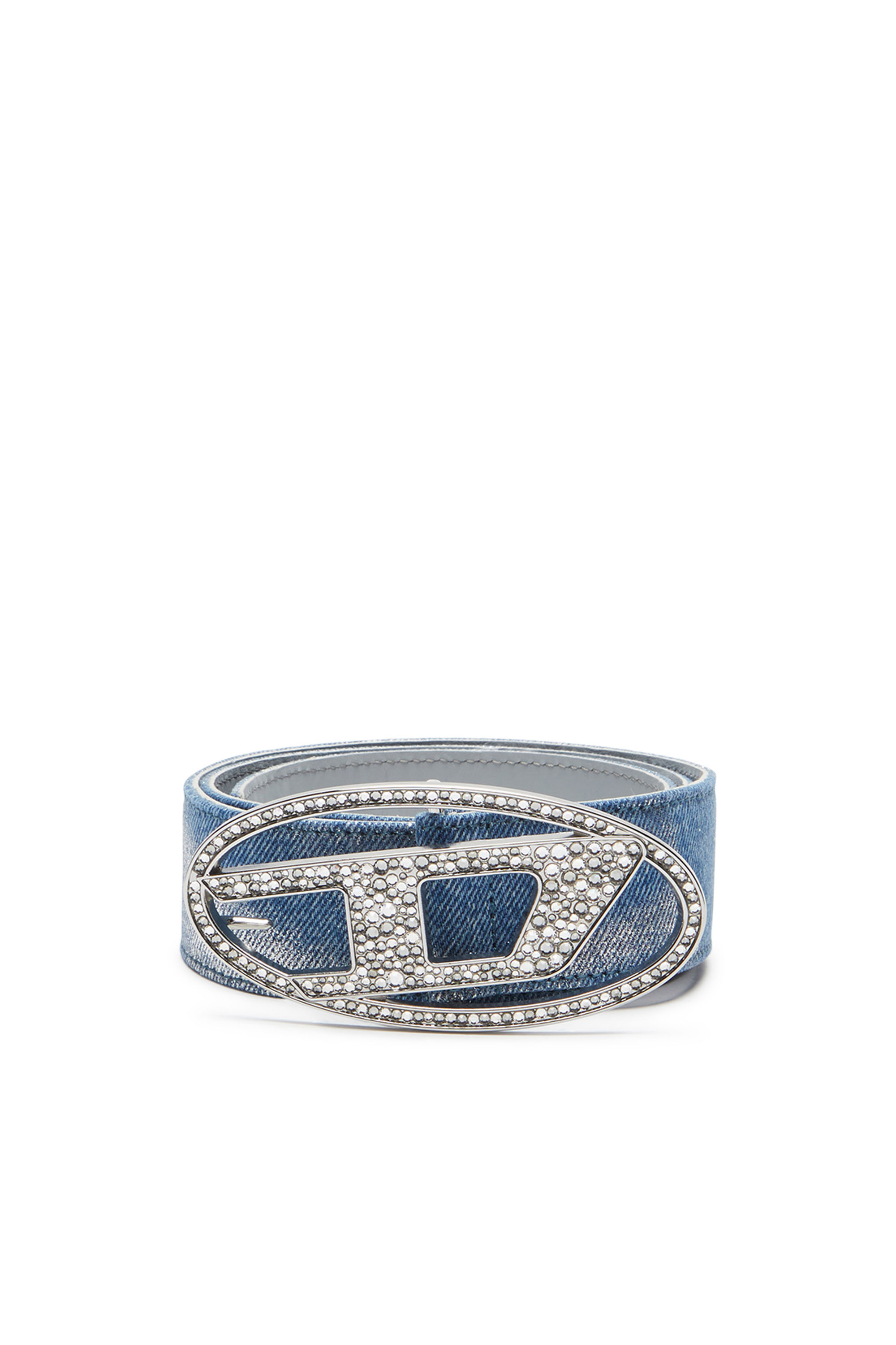 Diesel - B-1DR STRASS, Female's Belt in foiled denim and leather in ライトブルー - 1