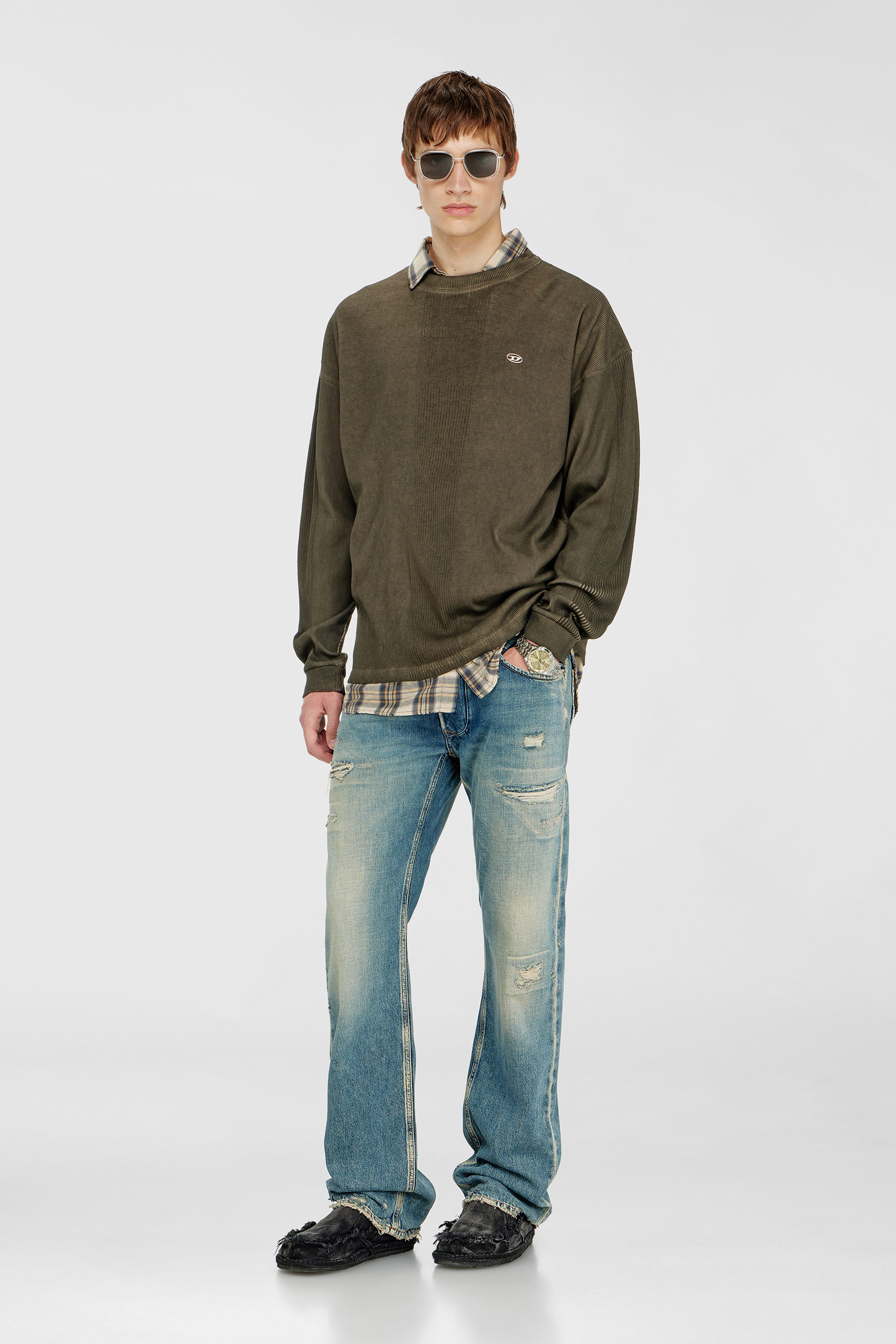 Diesel - T-BOAT, Male's 長袖Tシャツ in ミリタリーグリーン - 2