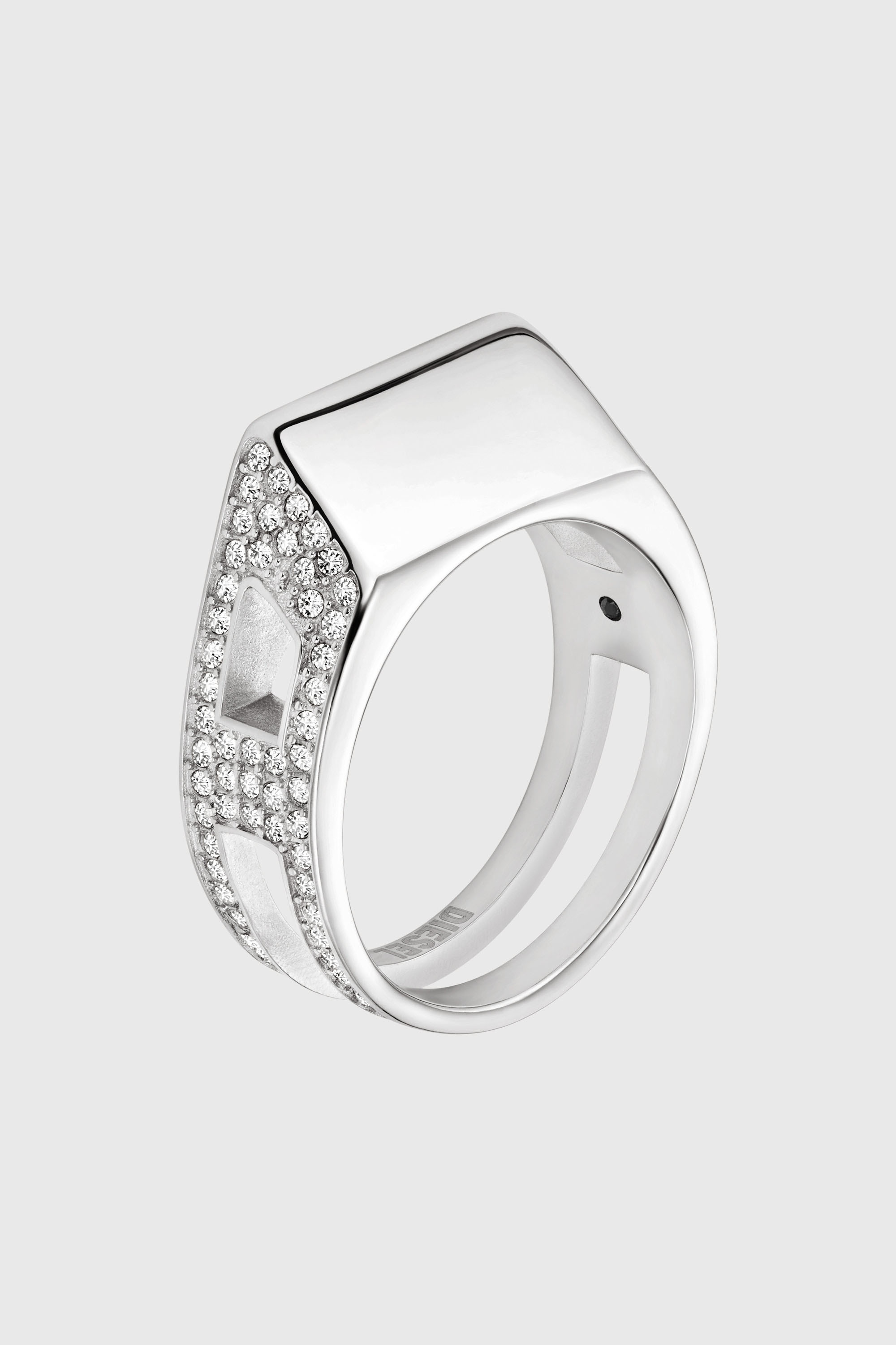 Diesel - DX1740040, Unisex's Stainless steel pave band ring in シルバー - 1