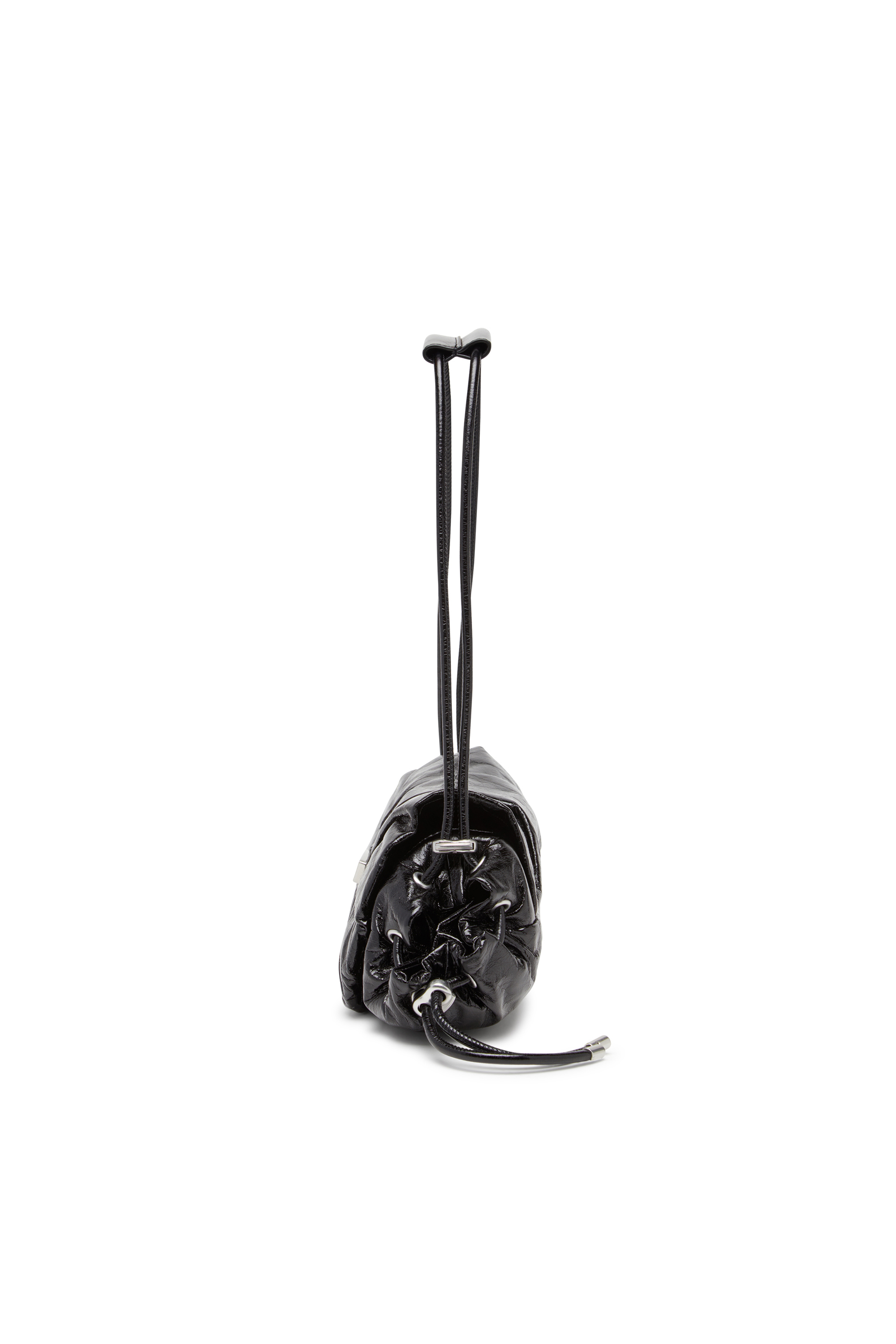 Diesel - SCRUNCH-D SHOULDER S, Female's Scrunch-D S-Shoulder bag in scrunched leather in ブラック - 3