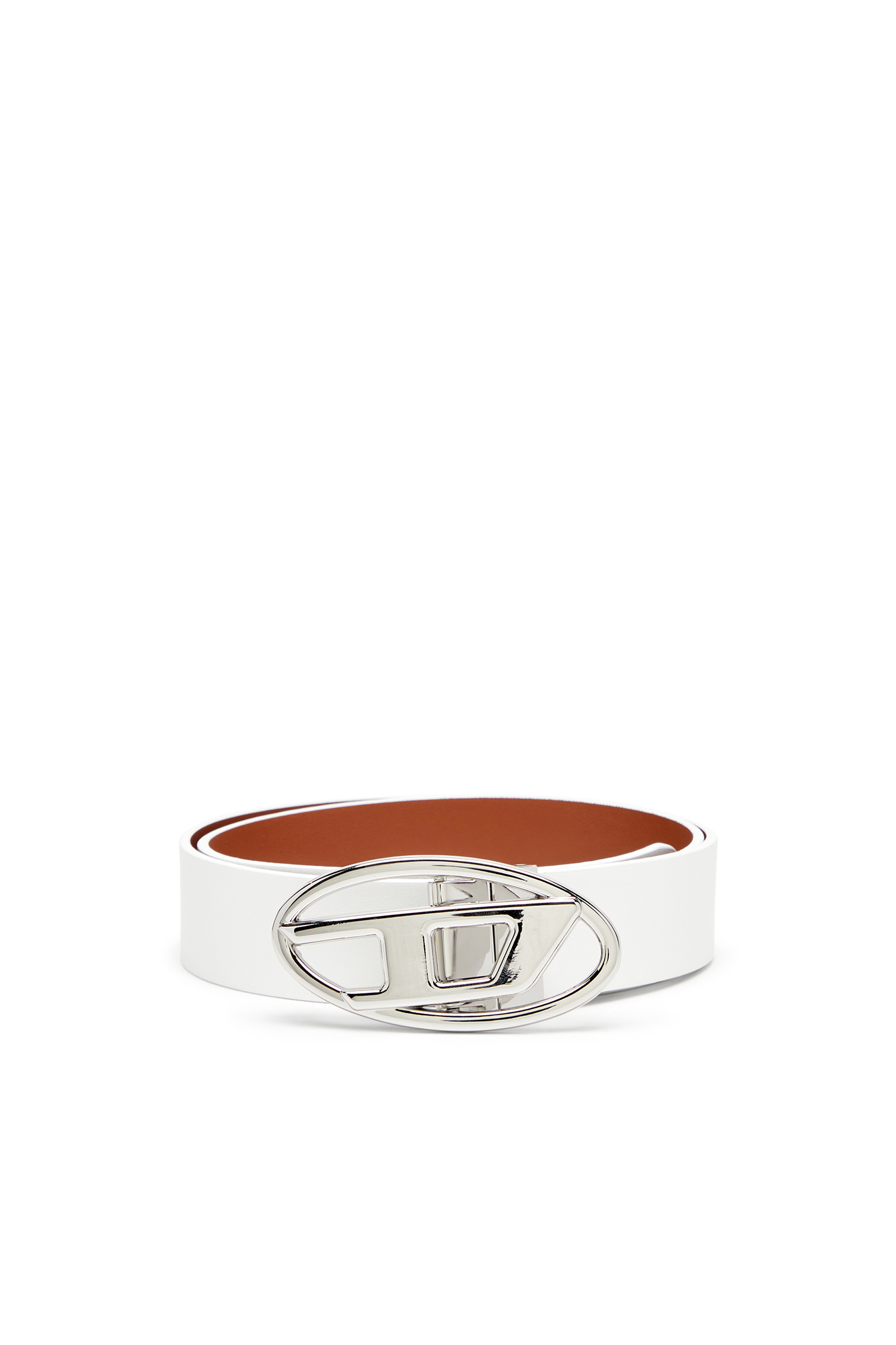 Diesel - B-1DR W REV II 30, Female's 3cm reversible leather belt with Oval D buckle in ホワイト - 1