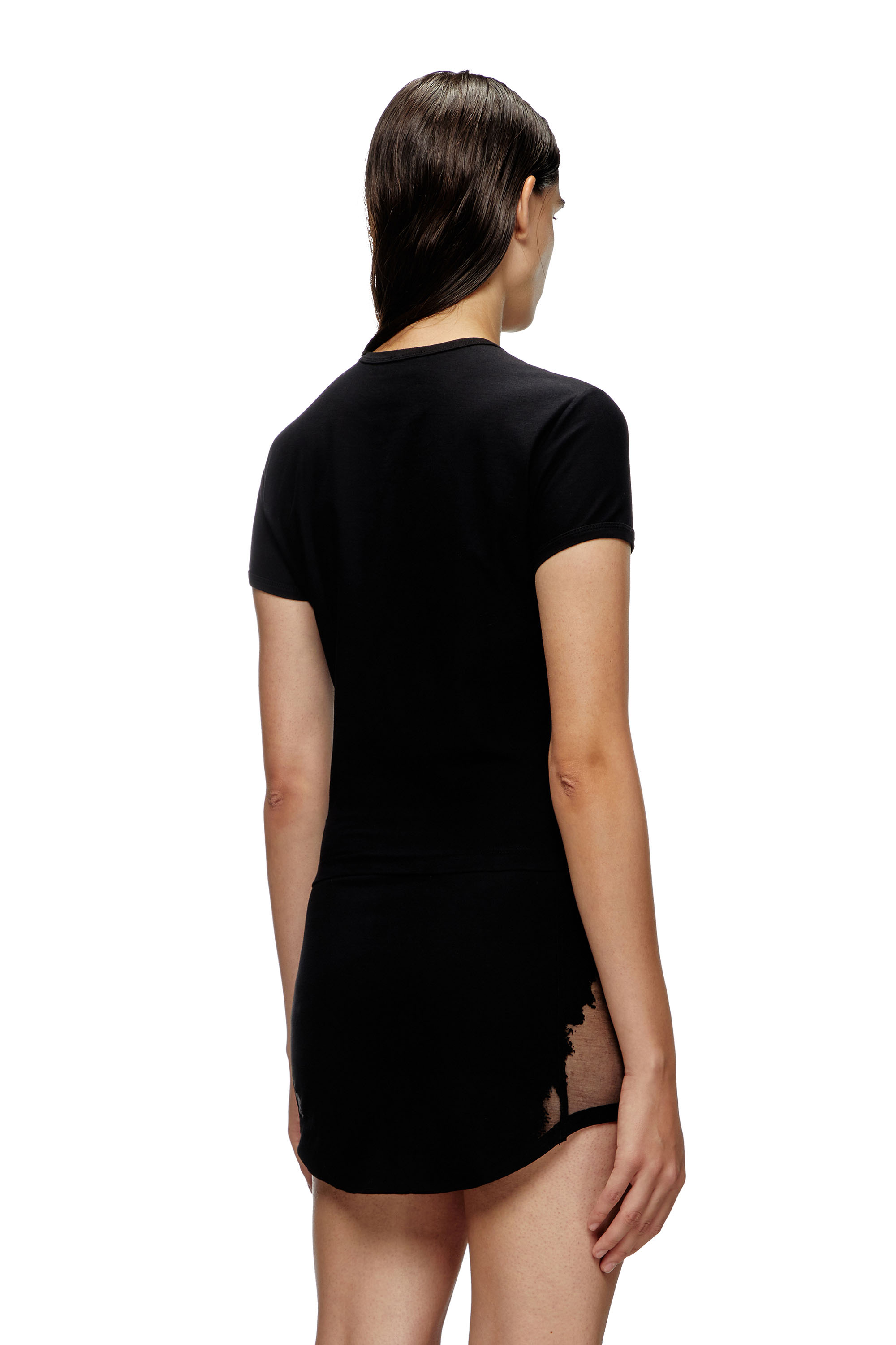 Diesel - T-MALUN, Female's T-shirt with devoré Biscotto logo in ブラック - 4