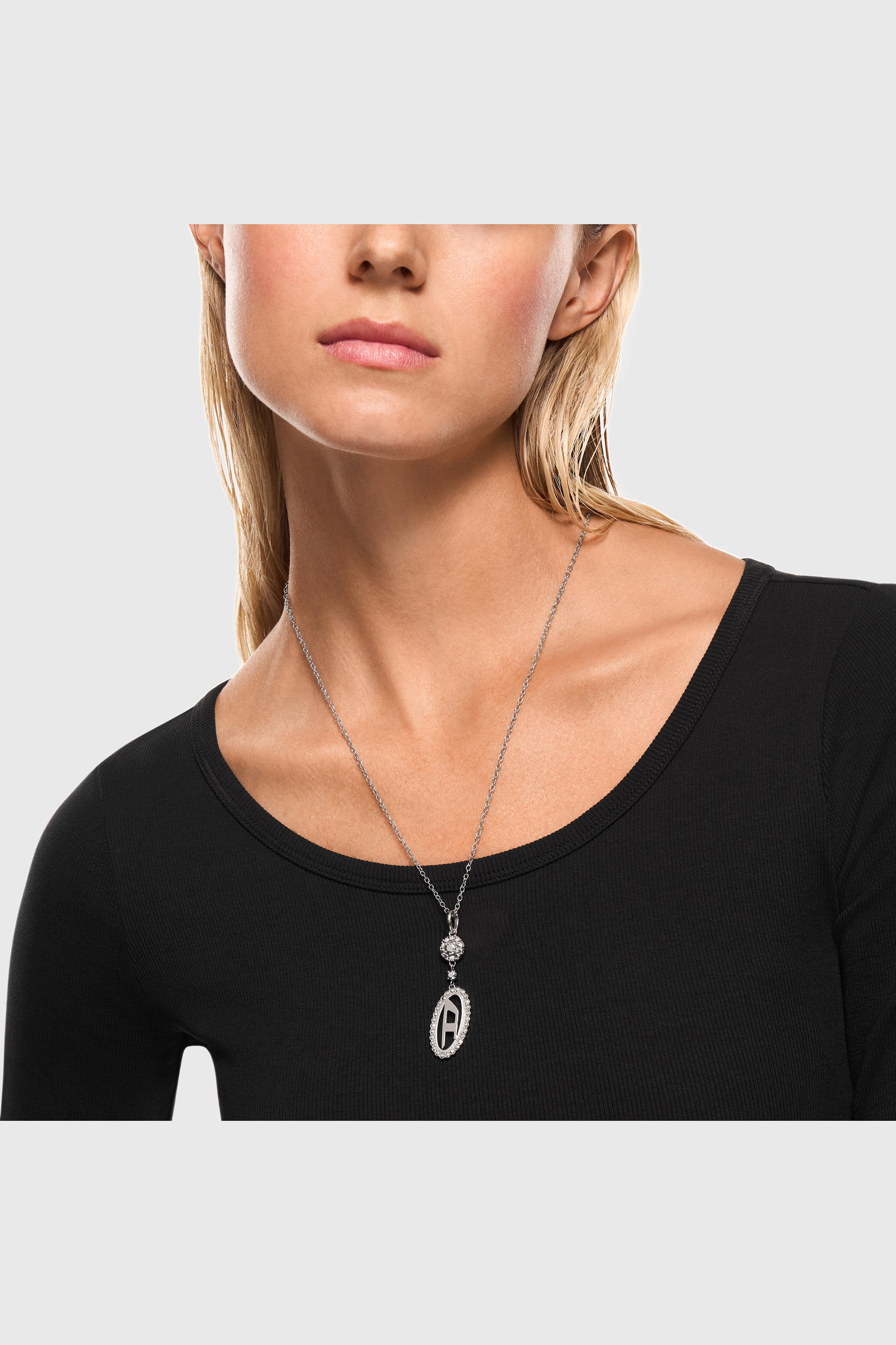 Diesel - DX1750040, Unisex's Stainless steel pave pendant necklace in シルバー - 4