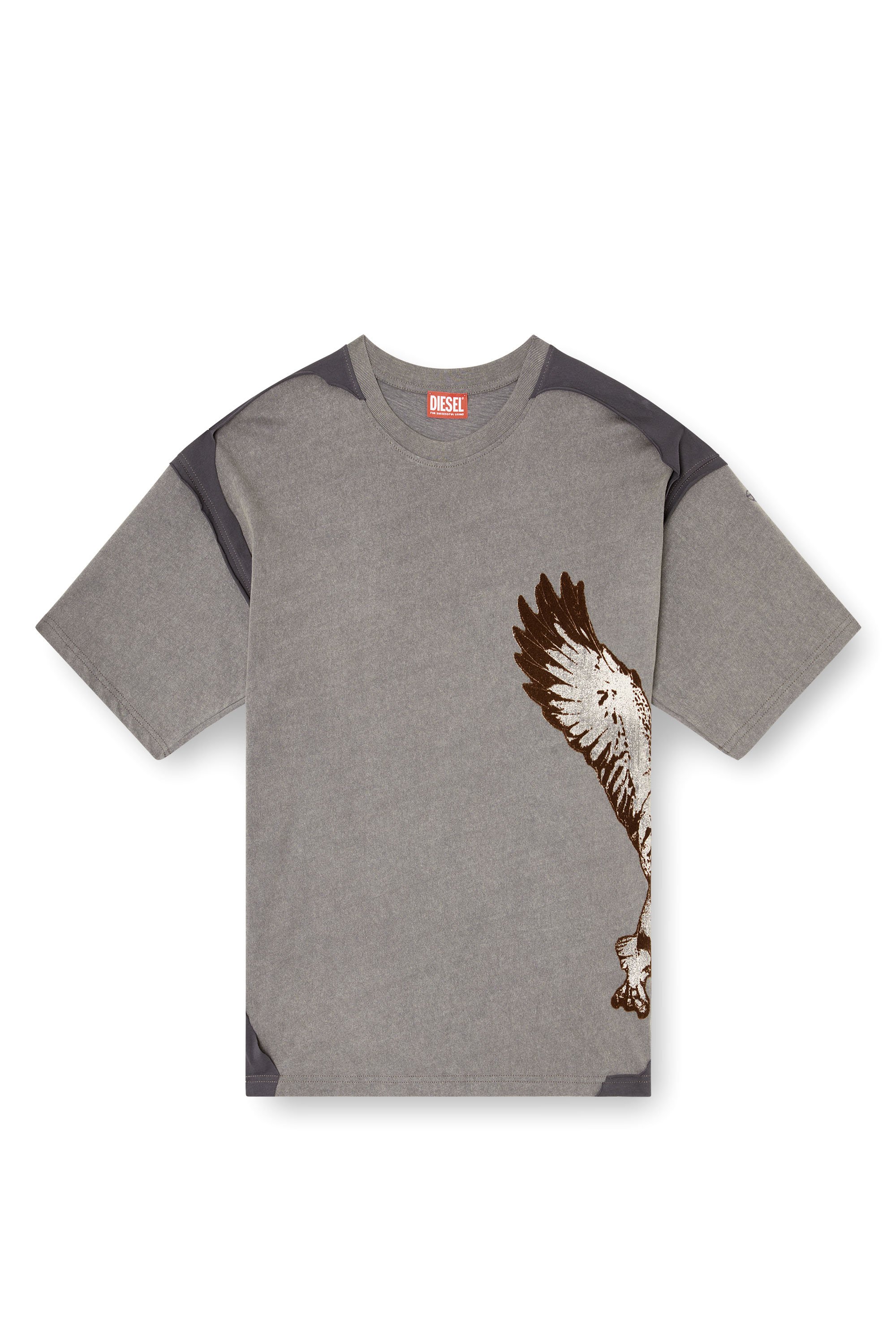 Diesel - T-BOXT-PEELOFF, Male's Peel-off T-shirt with eagle print in グレー - 3