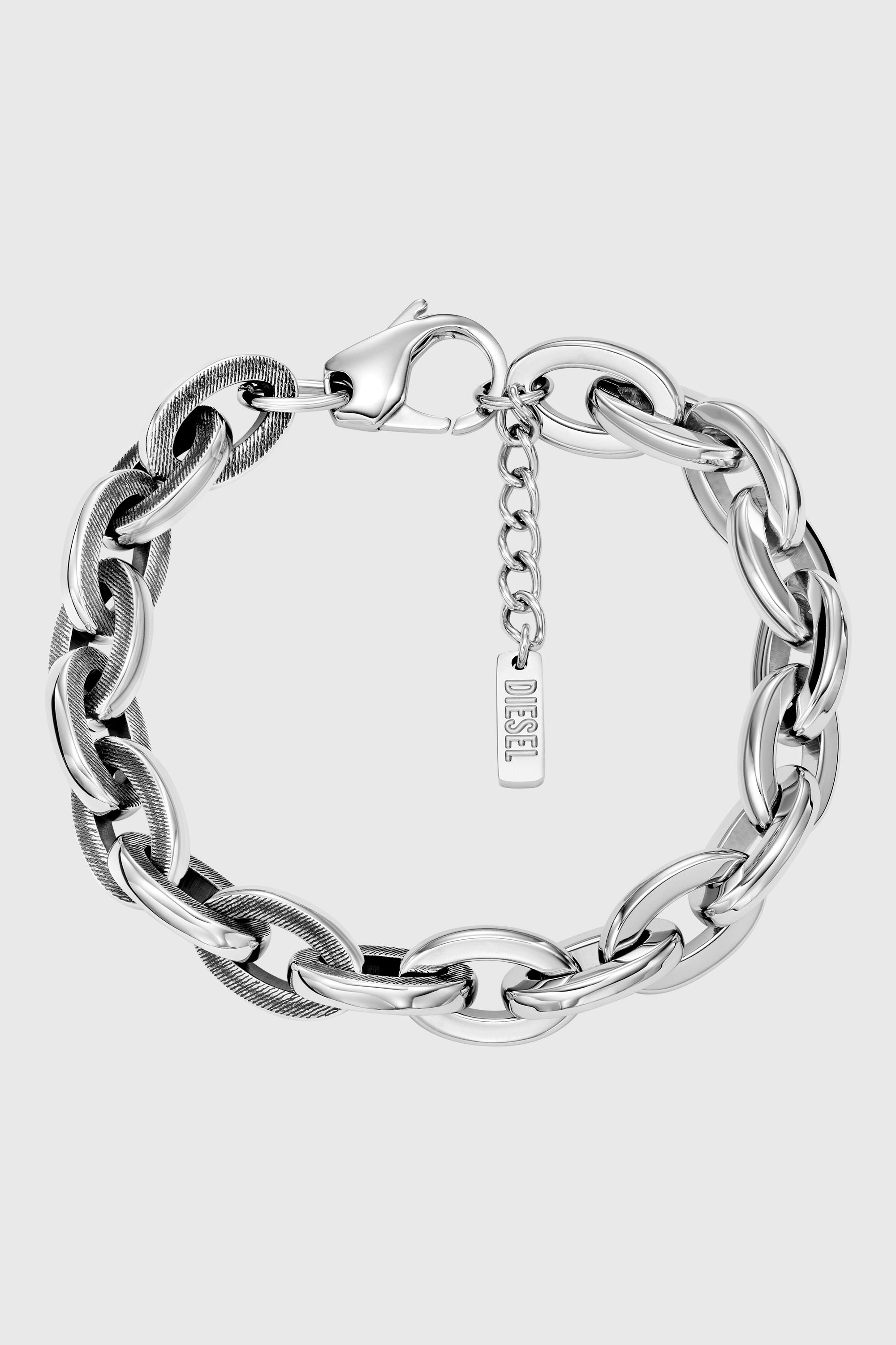 Diesel - DX1737040, Unisex's Stainless steel denim texture chain bracelet in シルバー - 1