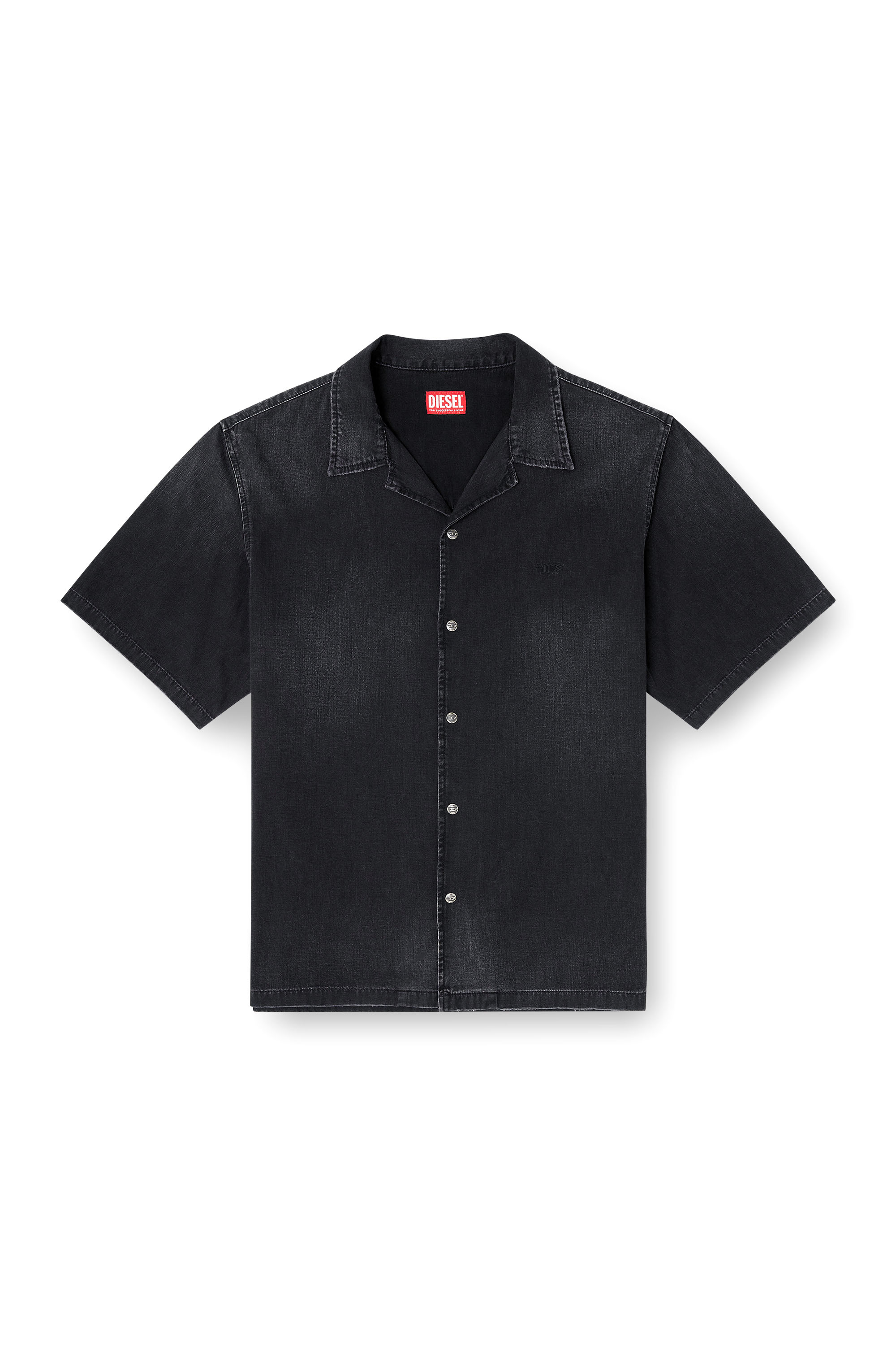 Diesel - D-NABIL-D, Male's Denim short-sleeve shirt in ブラック - 3