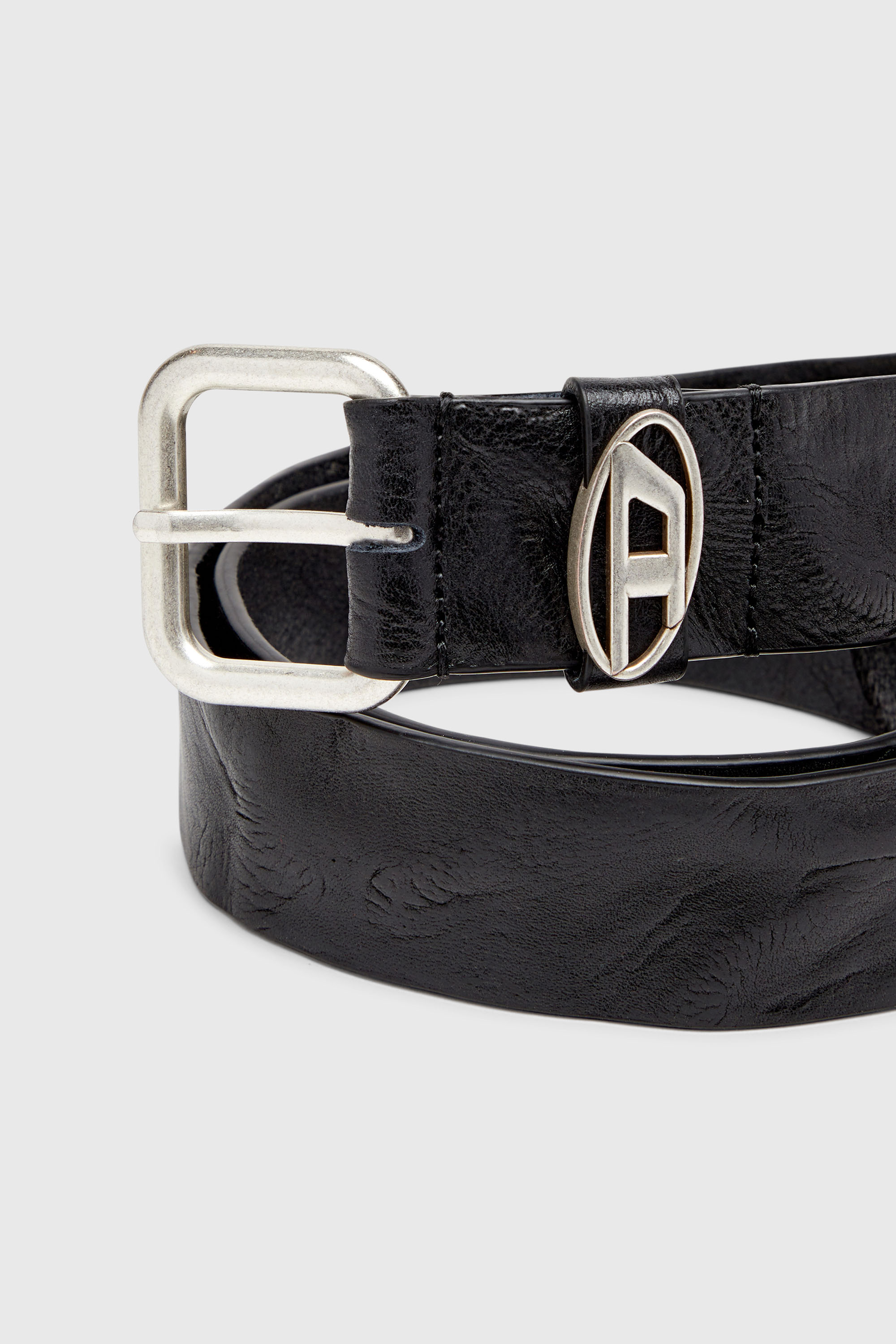 Diesel - B-1DR OVAL D LOOP, Unisex's レザーベルト in ブラック - 3