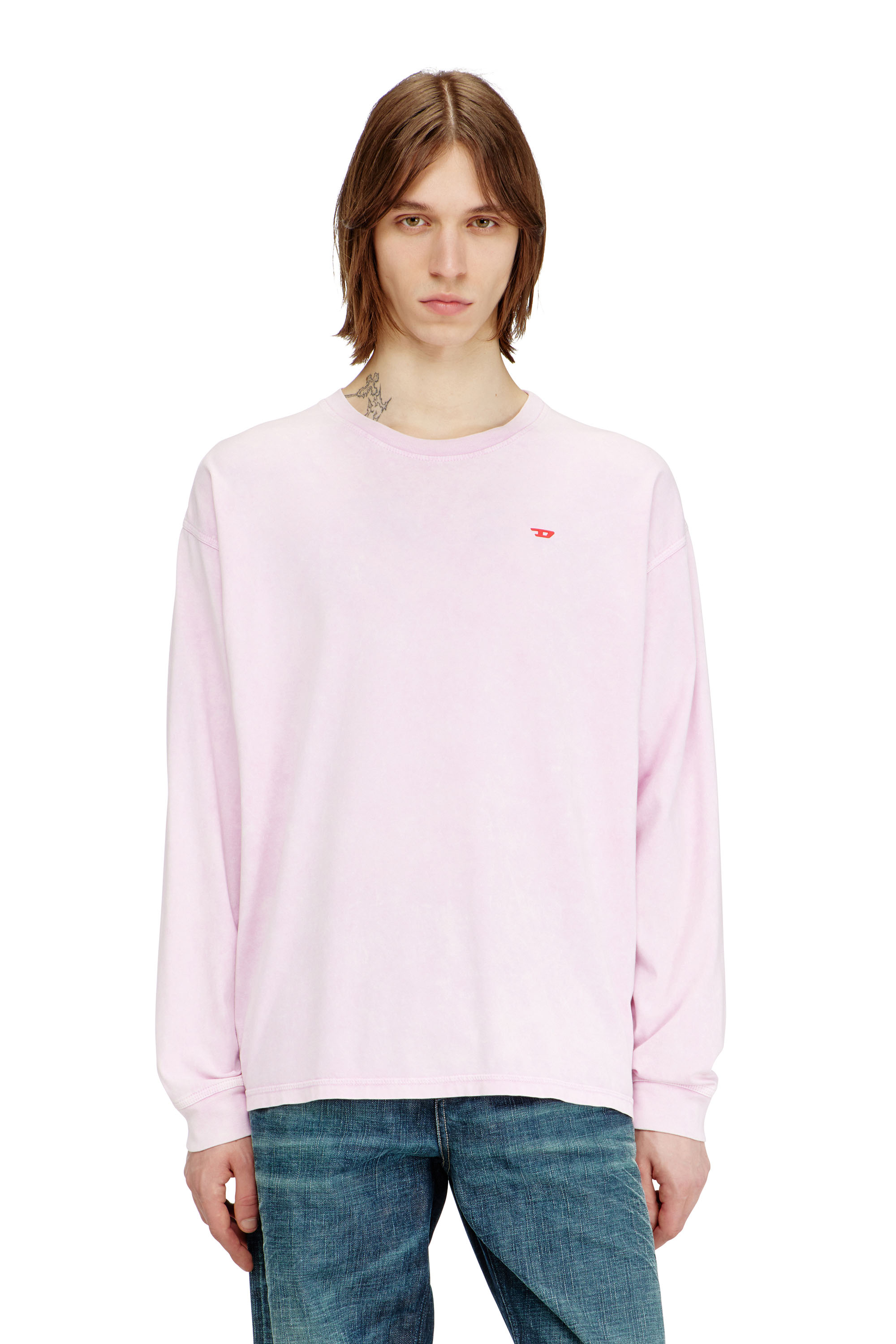 Diesel - T-BOXT-LS-AA5, Male's 長袖Tシャツ in ピンク / ホワイト - 3