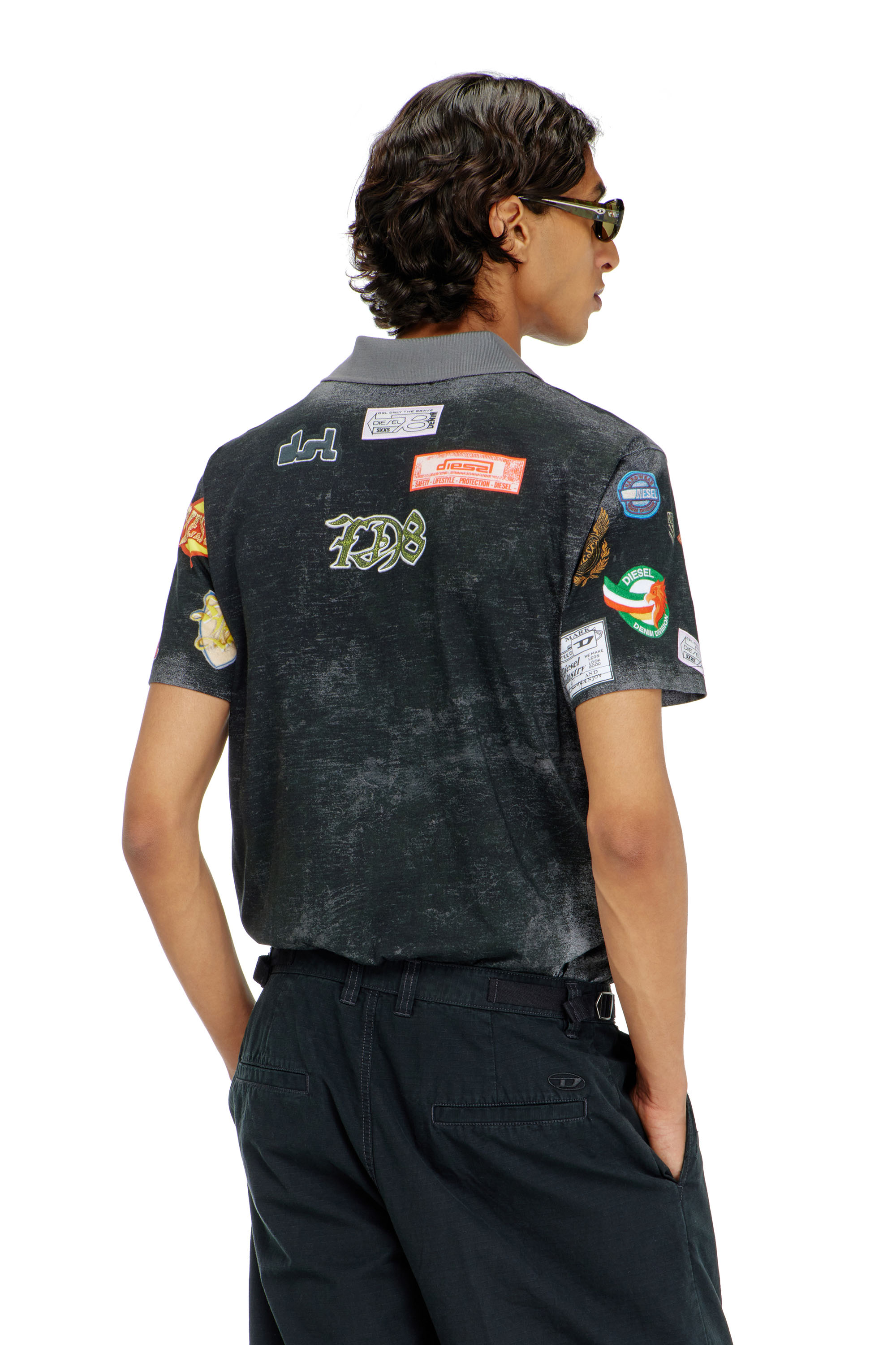 Diesel - T-REJUST-PATCHES, Male's ポロシャツ in ブラック - 4