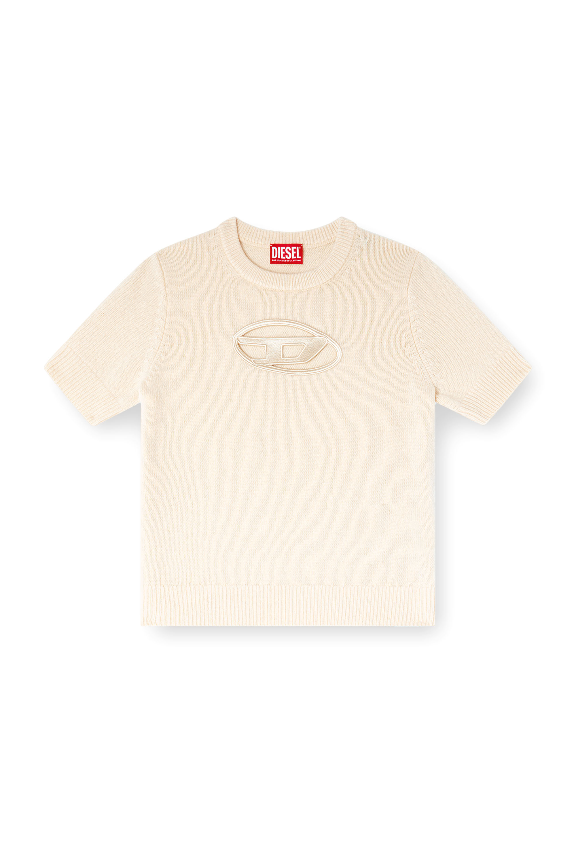 Diesel - M-ARGARIN-SS, Female's Short-sleeve jumper in cashmere blend in ベージュ - 3