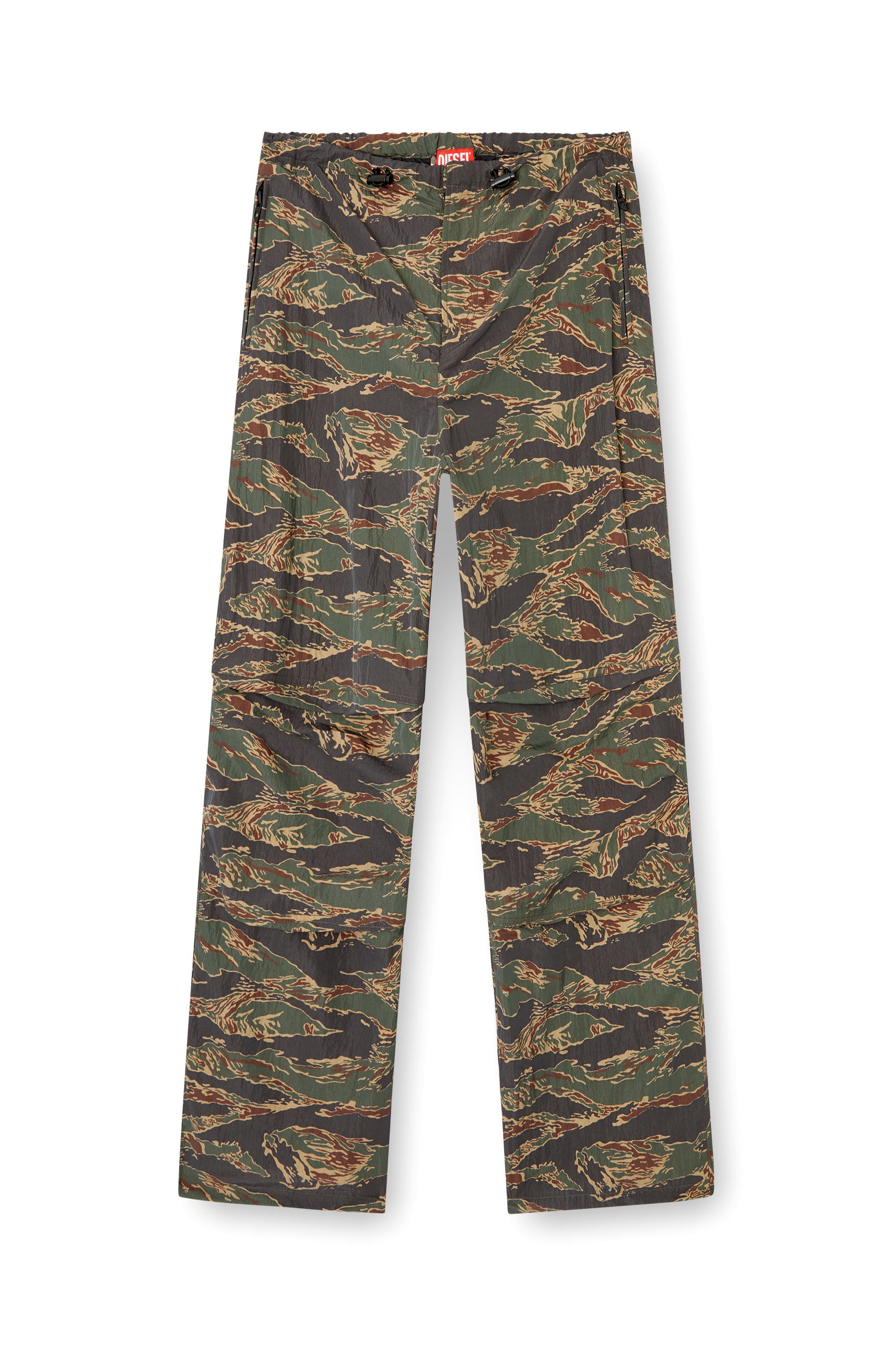 Diesel - P-ANIC, Male's Cargo pants in camo-print nylon in ミリタリーグリーン - 3
