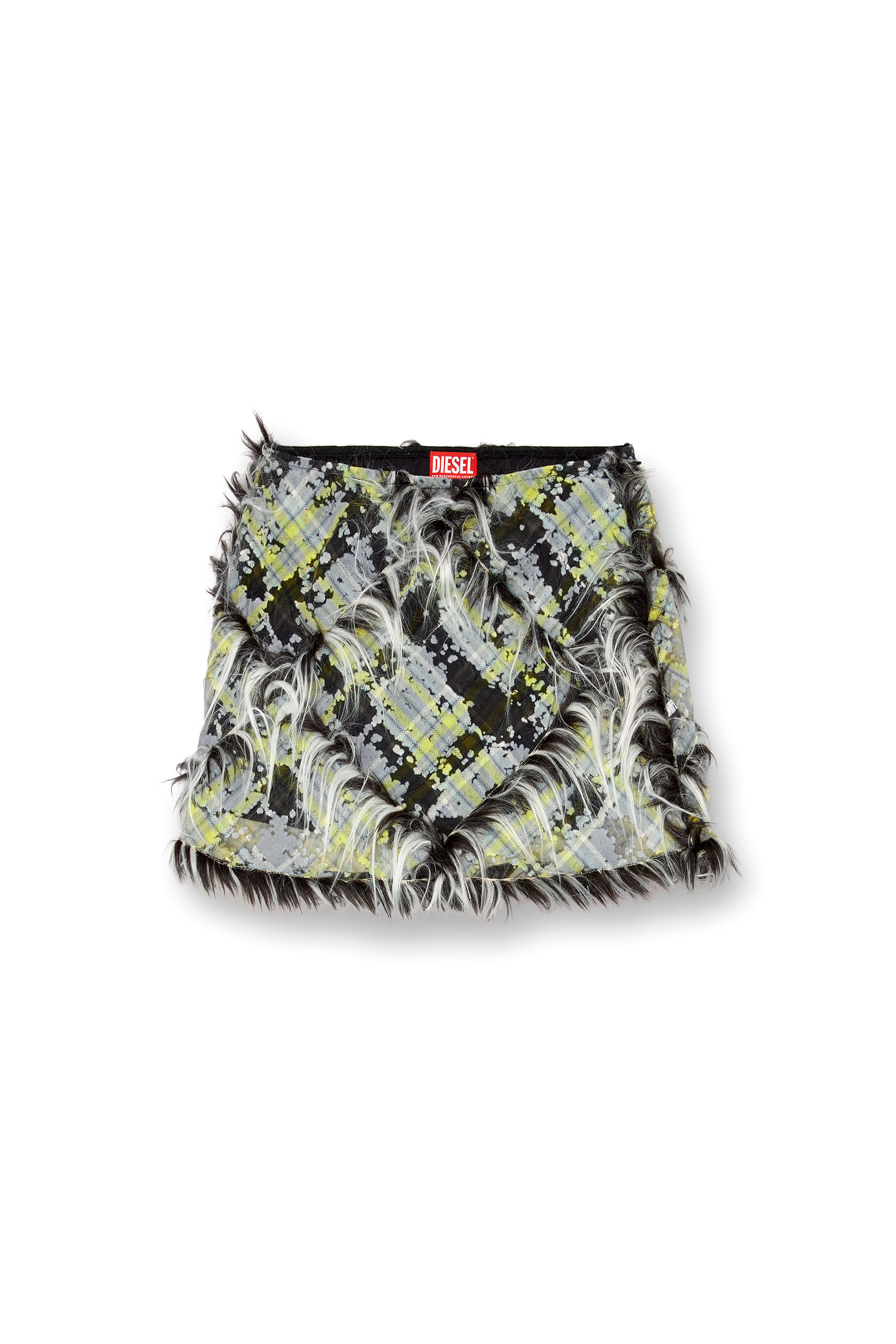 Diesel - O-BEGY, Female's Tulle miniskirt with fuzzy trims in ブラック/グリーン - 3