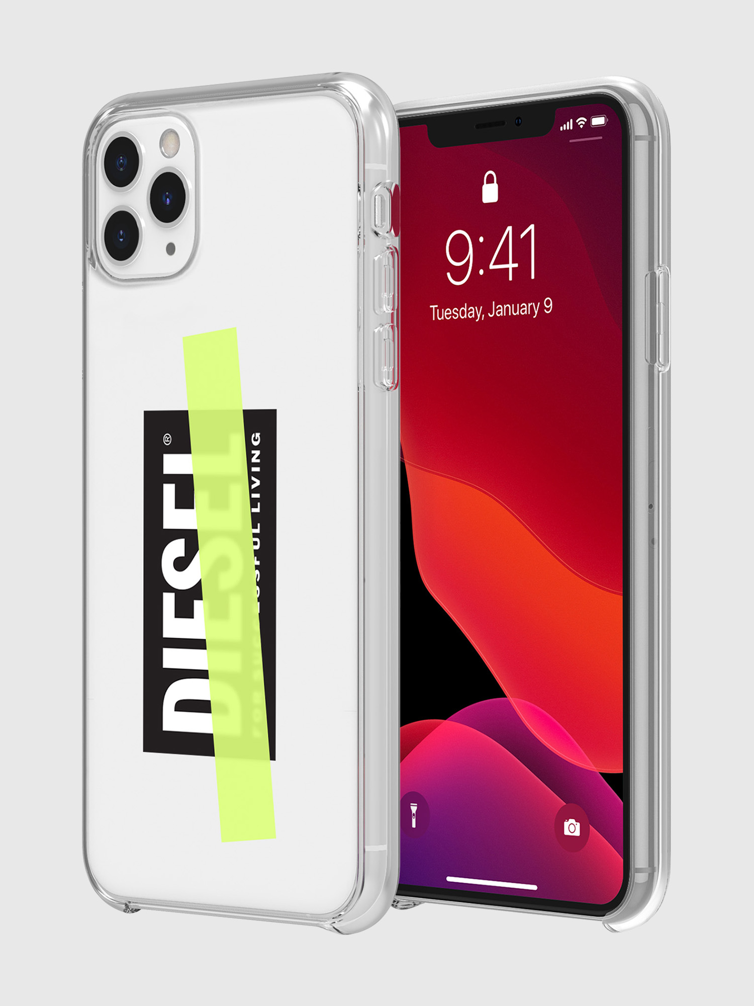 Diesel - DIPH-033-CLYET, Unisex's Printed co-mold case for iPhone 11 Pro Max in ホワイト/イエロー - 1