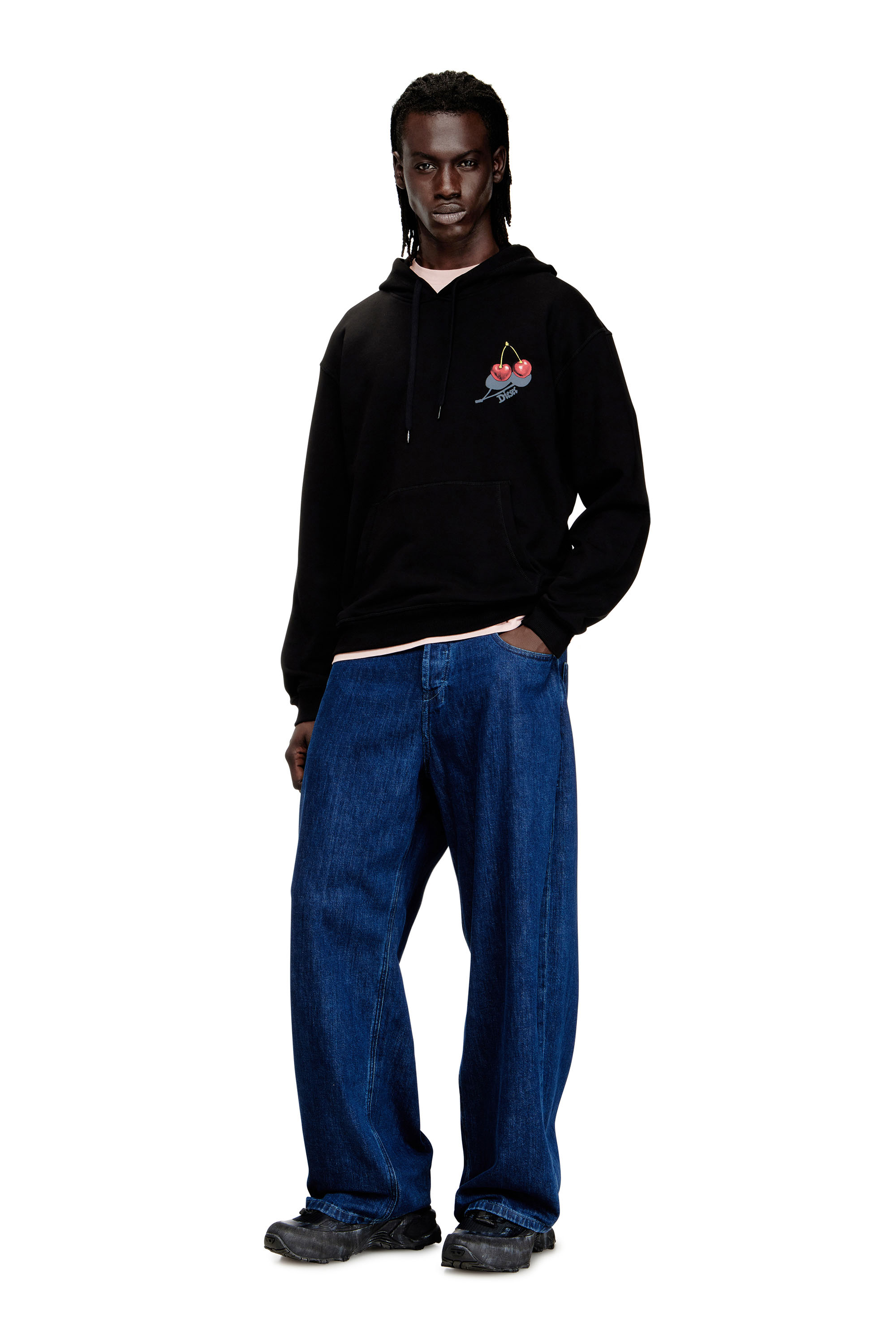 Diesel - SV-S-NORM-HOOD-CHER, Unisex's Hoodie in cotton with cherry graphic in ブラック - 1