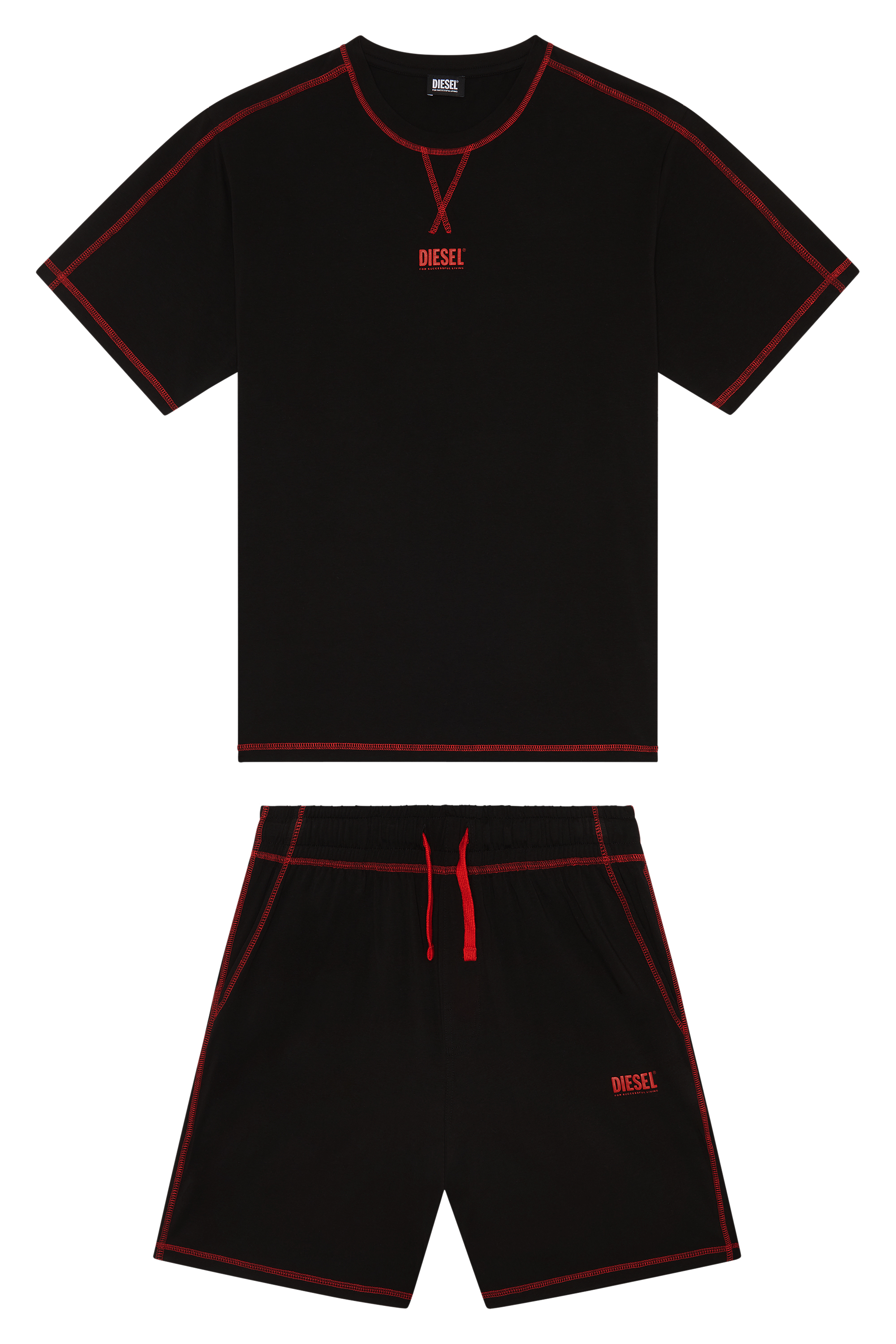 Diesel - UMSET-WILORT, Male's Short pyjamas with contrast stitching in ブラック - 1