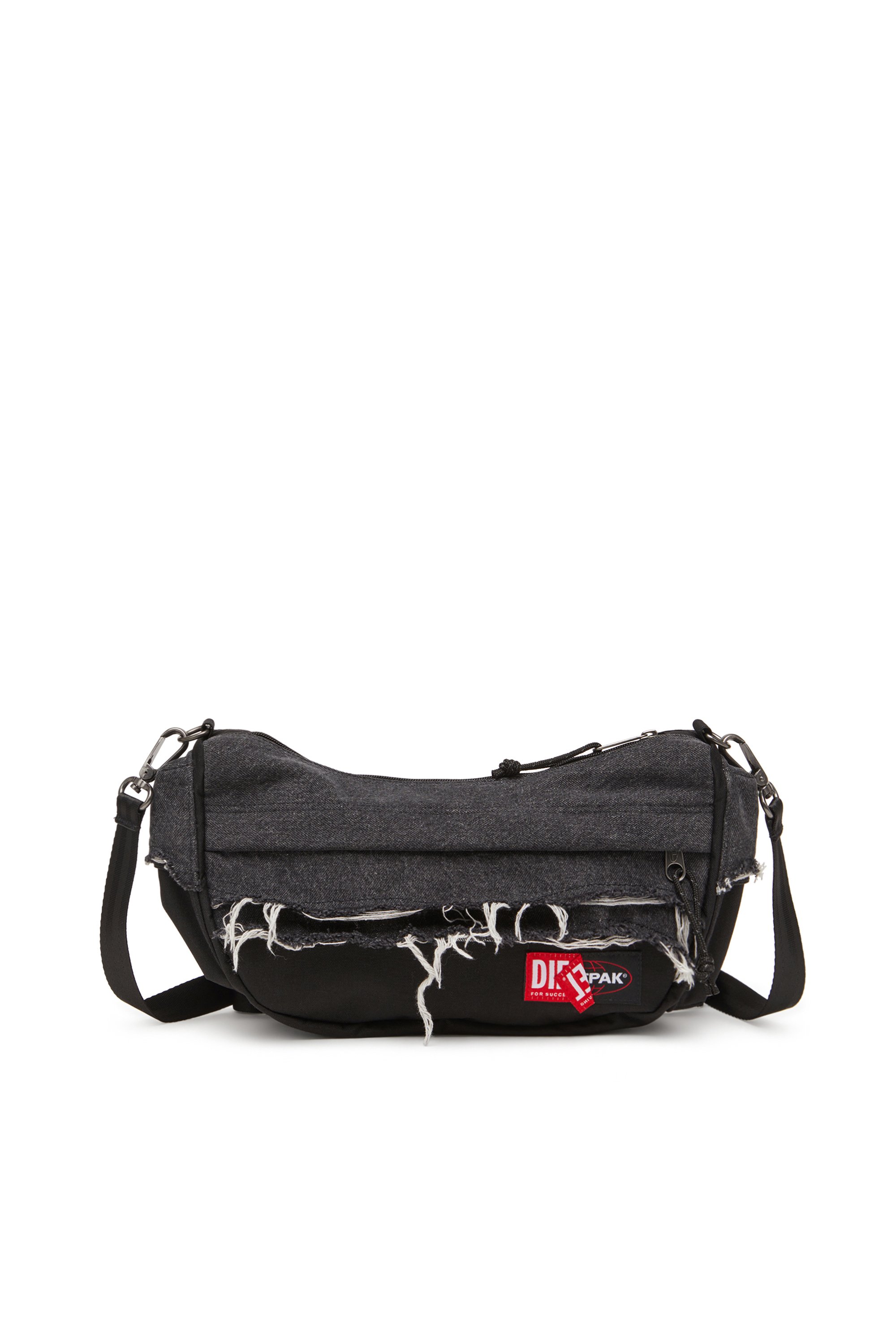 Diesel - DIESEL SHOULDER BAG, Unisex's Shoulder bag in destroyed denim and CORDURA® in ブラック - 1