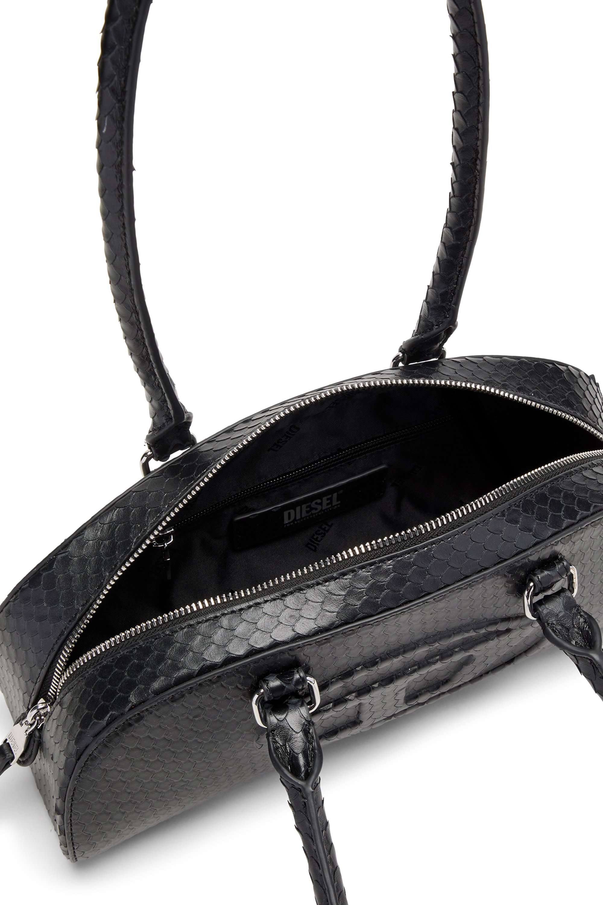 Diesel - 1DR DOME SHOULDER EW, Female's 1DR Dome-Elongated bowling bag in snake-effect leather in ブラック - 5