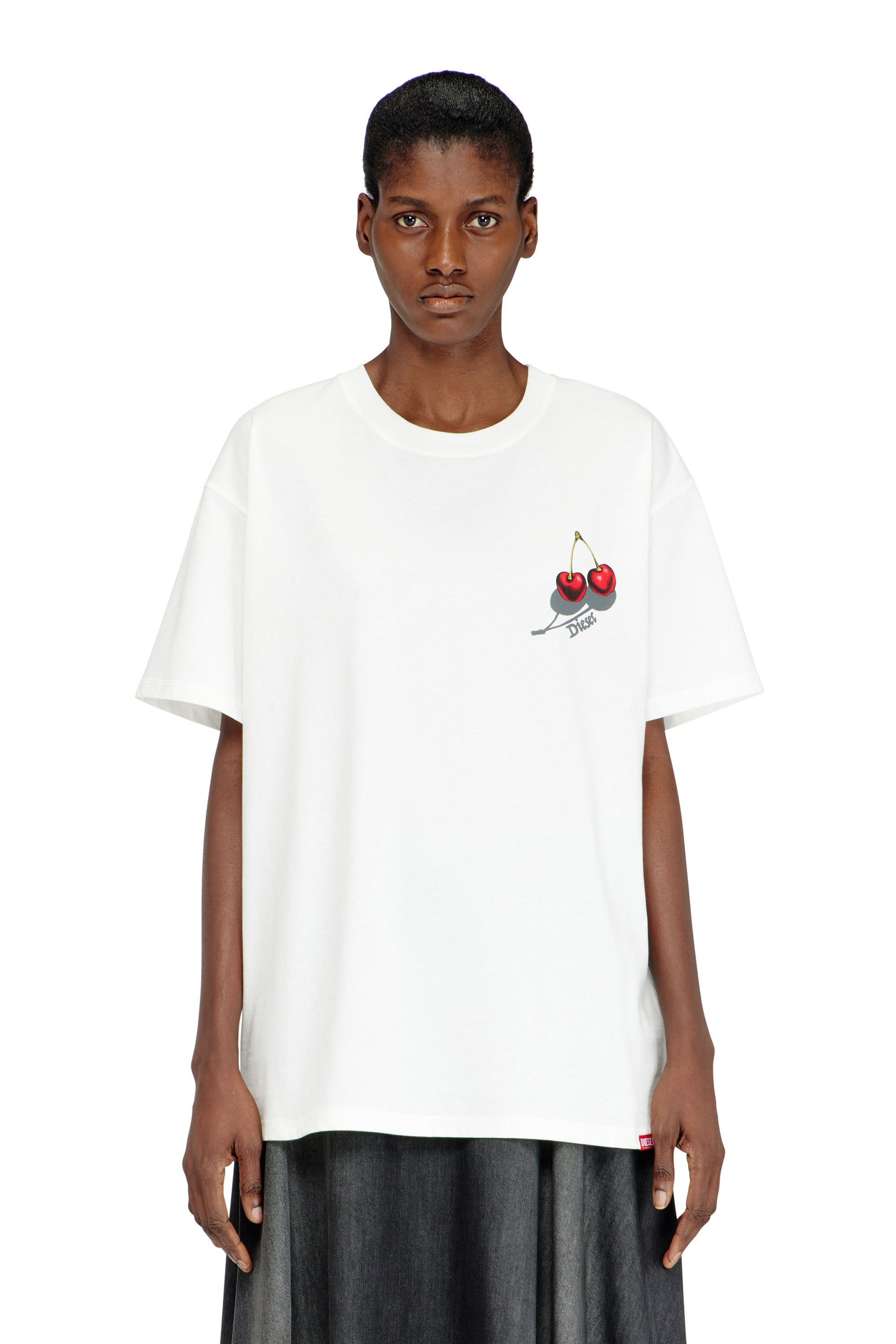 Diesel - SV-T-NORM-CHER, Unisex's Cotton T-shirt with cherry graphic in ホワイト - 5