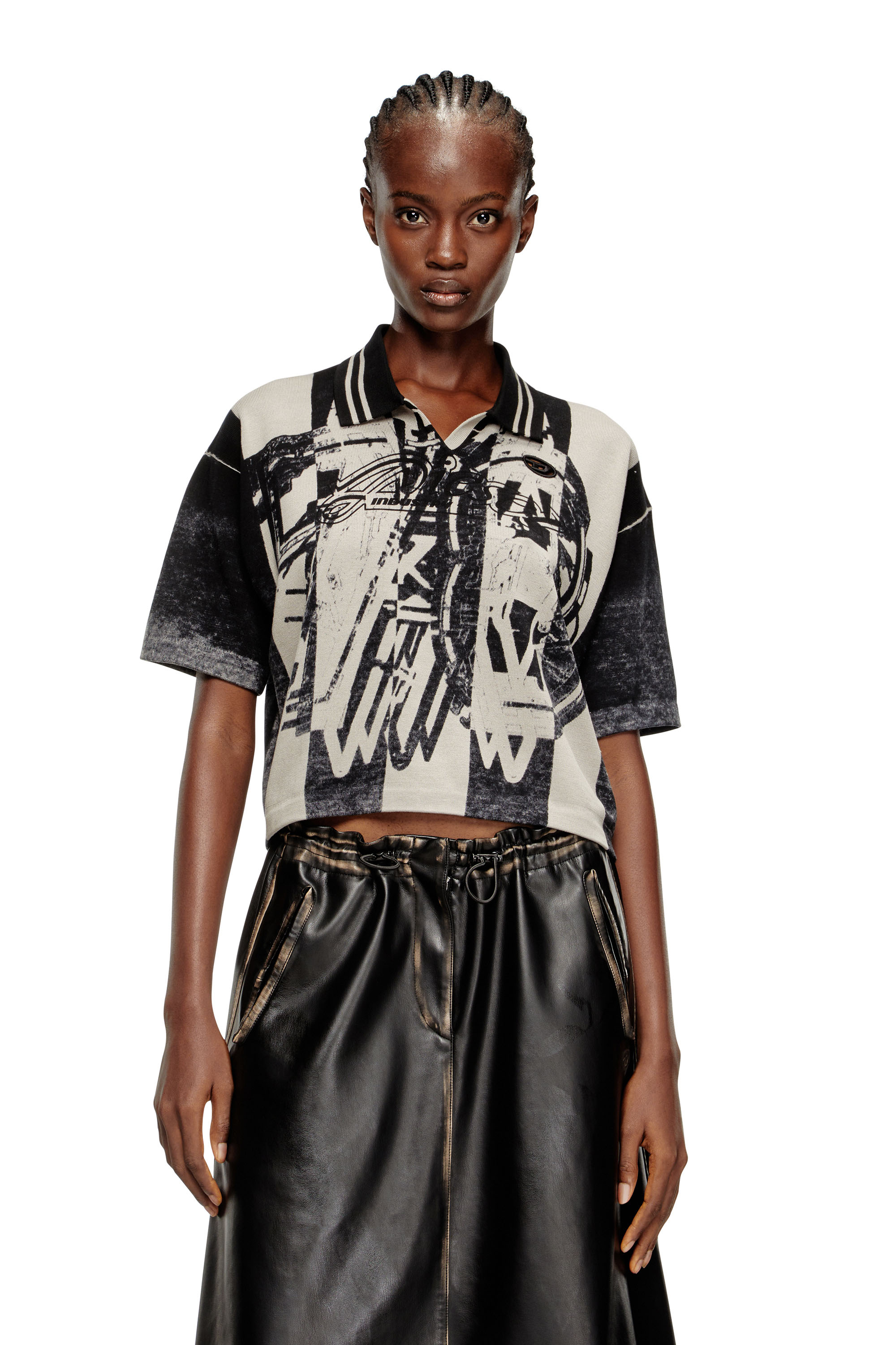 Diesel - M-OLIBA-POLO, Female's ポロニット in ブラック/ホワイト - 3