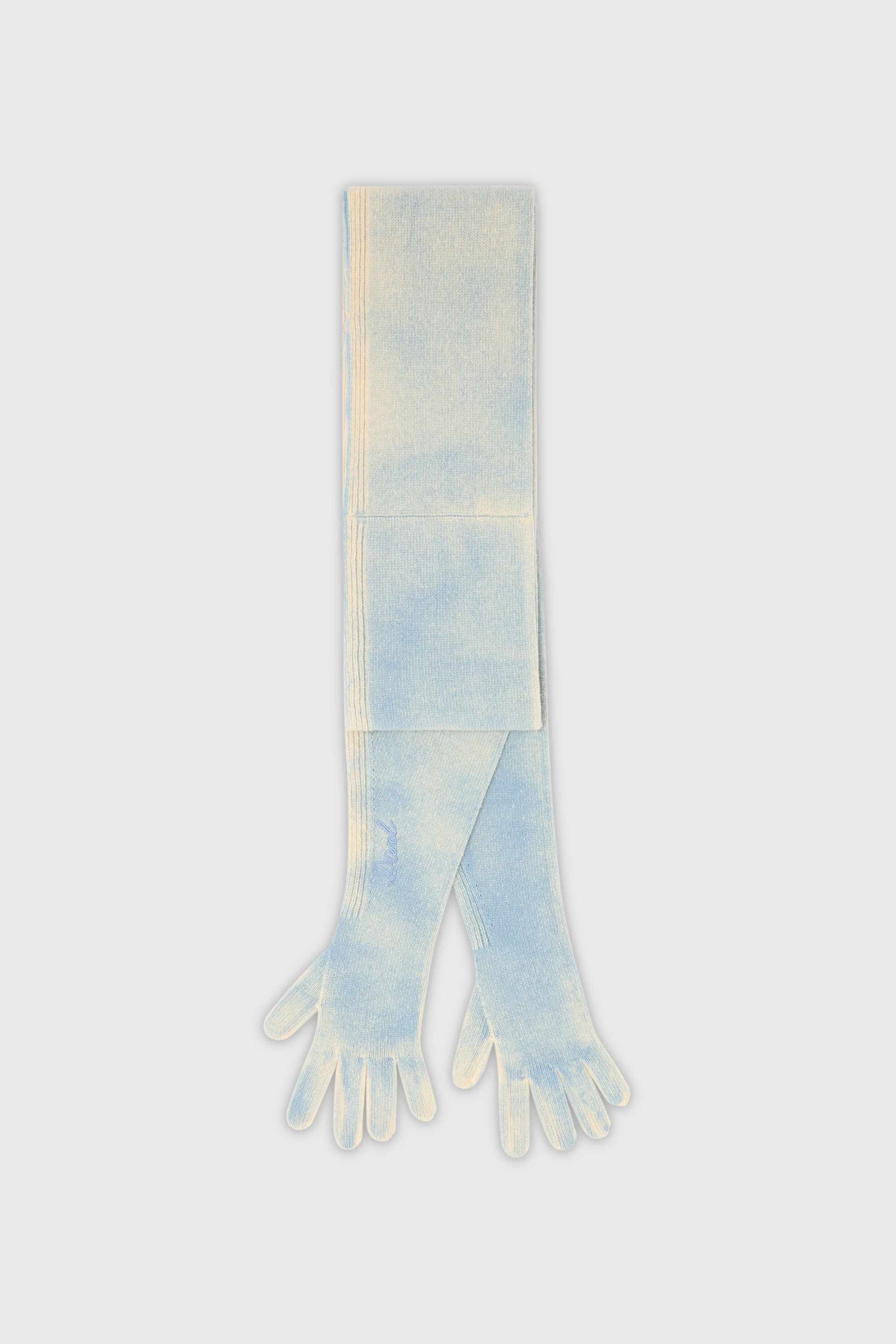 Diesel - K-EVIN, Unisex's Hybrid glove-scarf in two-tone wool in ブルー - 1