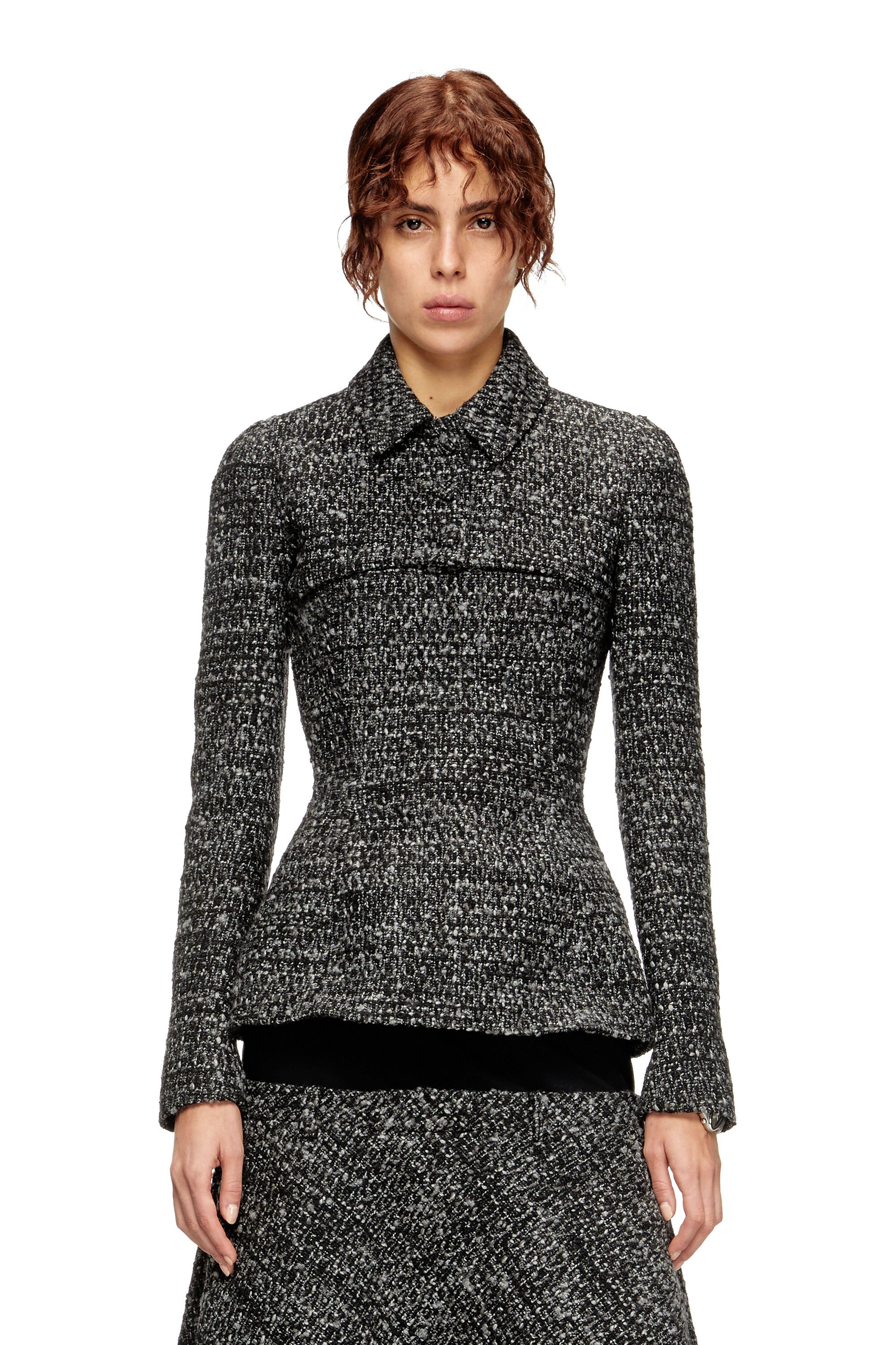 Diesel - G-ANNE, Female's Bouclé jacket with ultra-crop hem in ブラック - 1