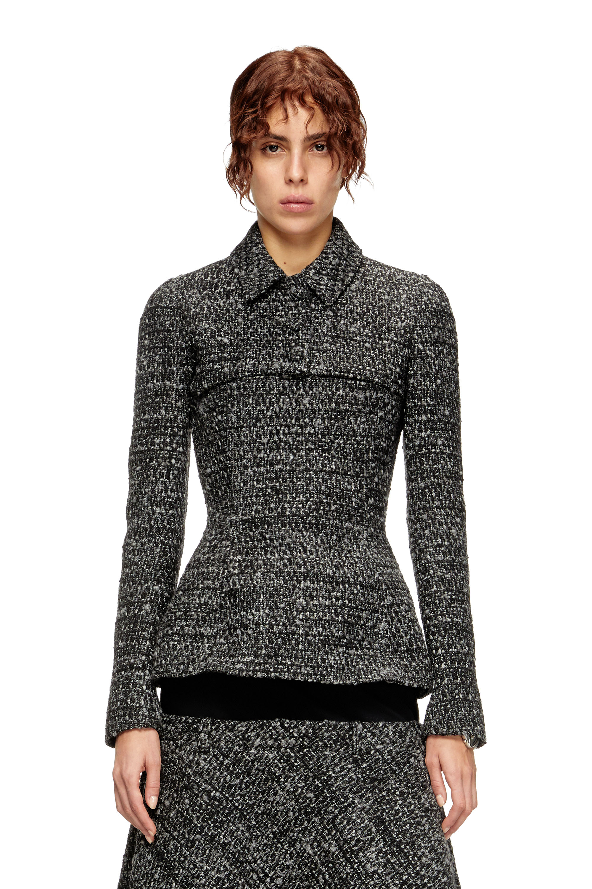 Diesel - G-ANNE, Female's Boucl&eacute; jacket with ultra-crop hem in ブラック - 3