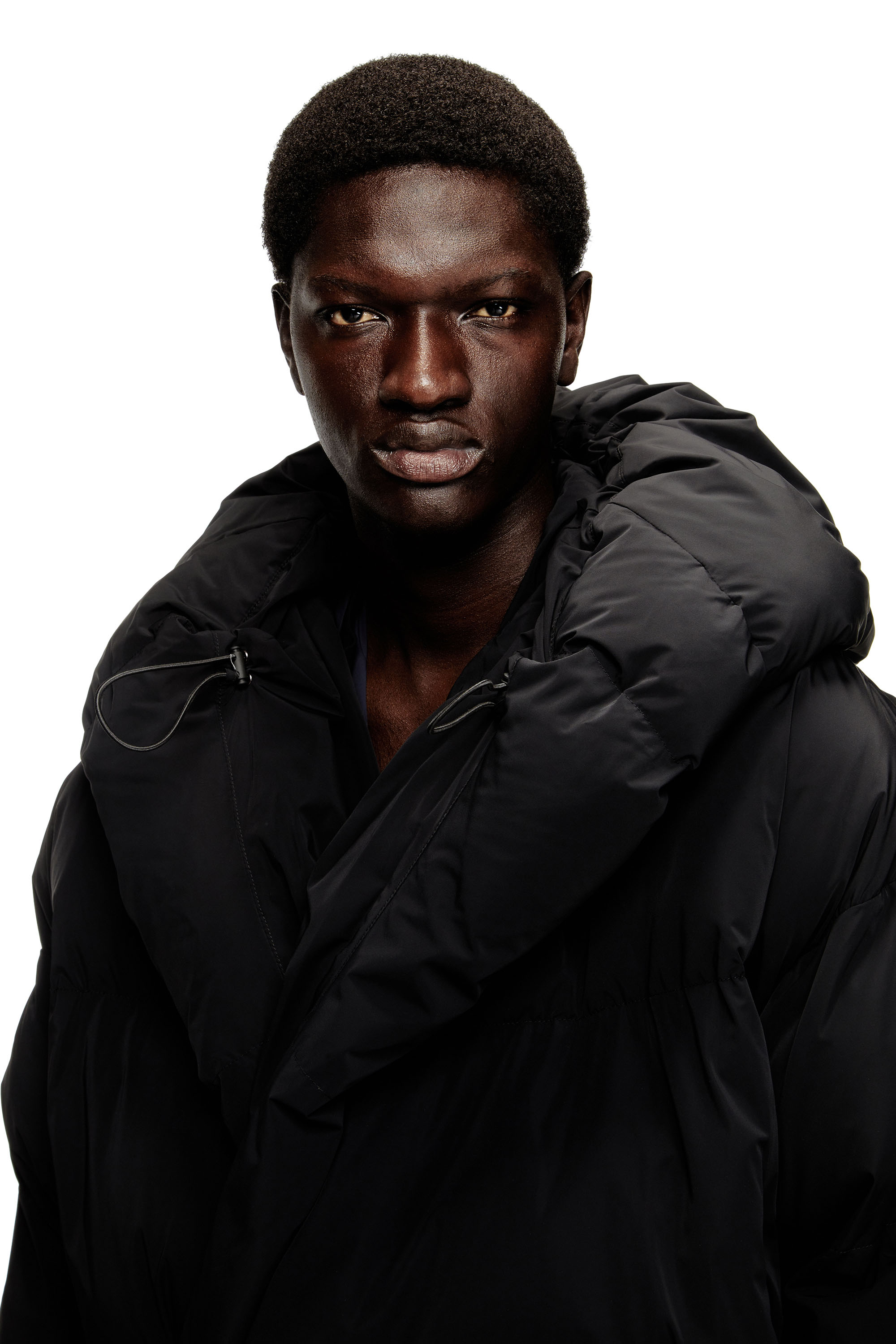 Diesel - J-SCOTTS-PADDED-A, Male's Wrap puffer jacket in stretch nylon in ブラック - 4