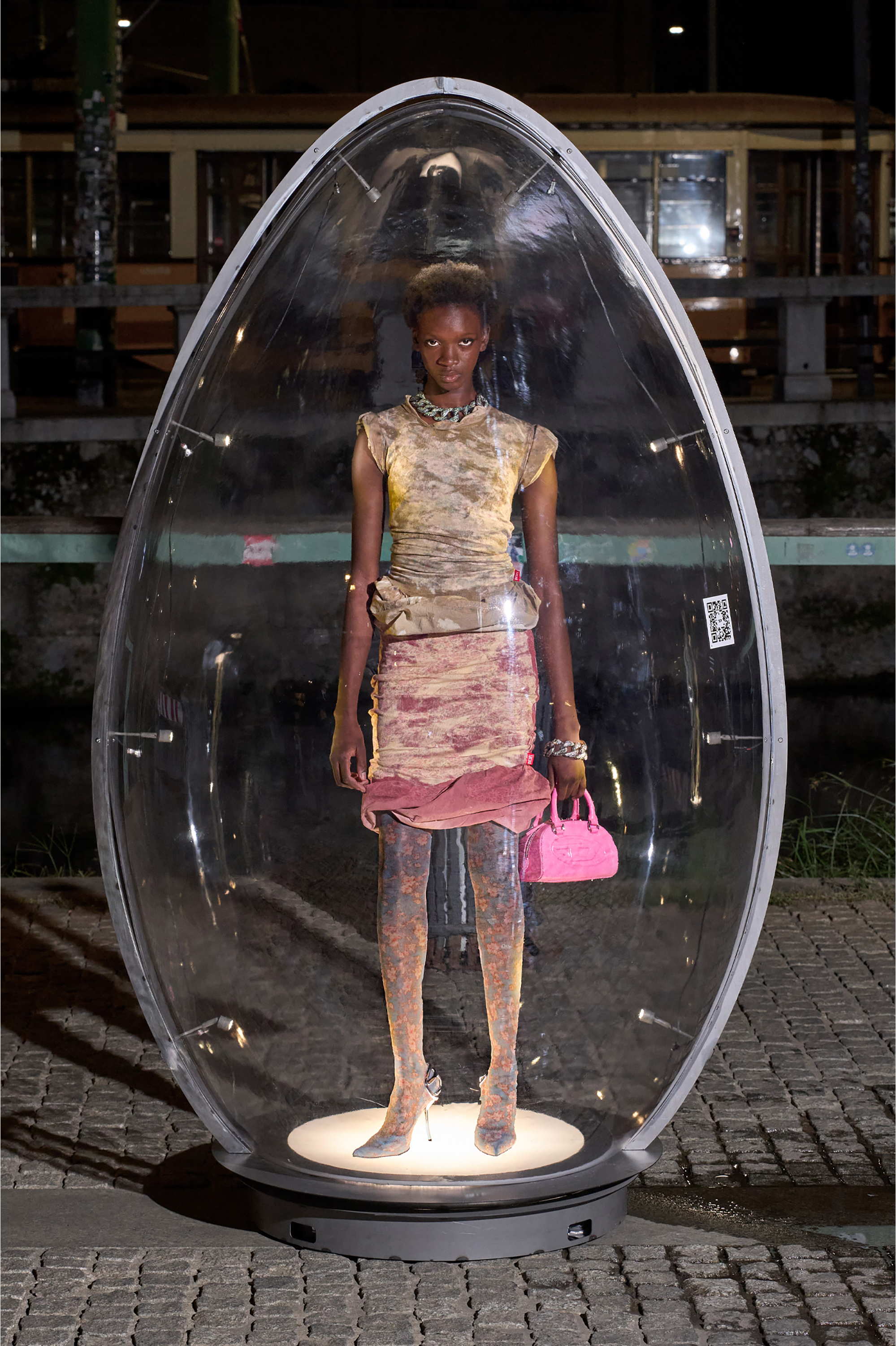 Diesel - T-ORY, Female's Layered top with bleached effect in ミリタリーグリーン - 6