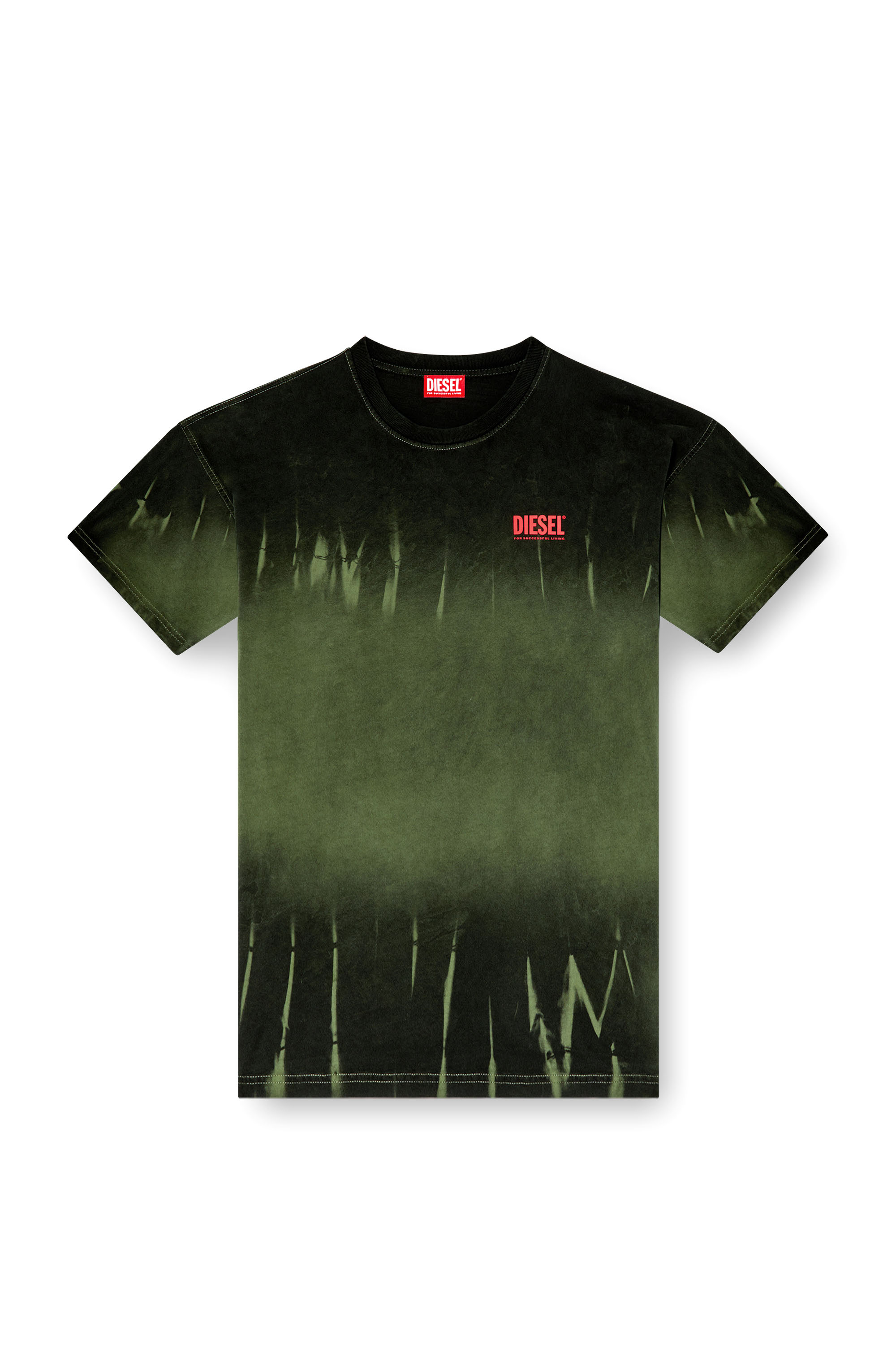 Diesel - T-BOXT-R3, Male's Tie-dye T-shirt with logo print in ダークグリーン - 3