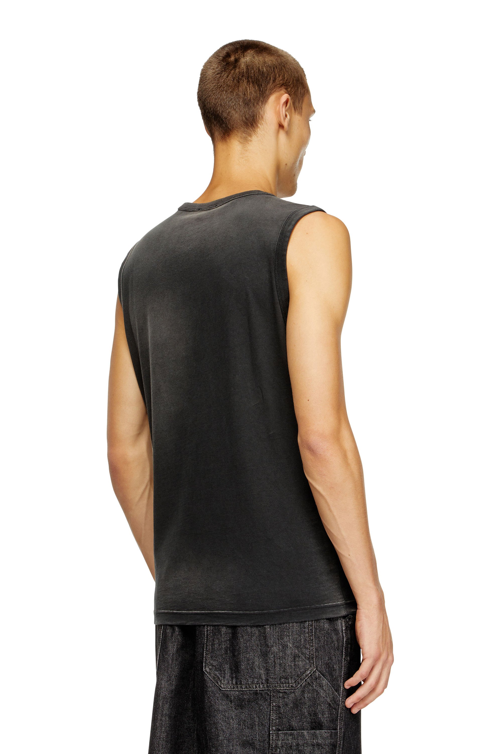 Diesel - T-BRICO, Male's Faded tank top with puffy Oval D in ブラック - 4