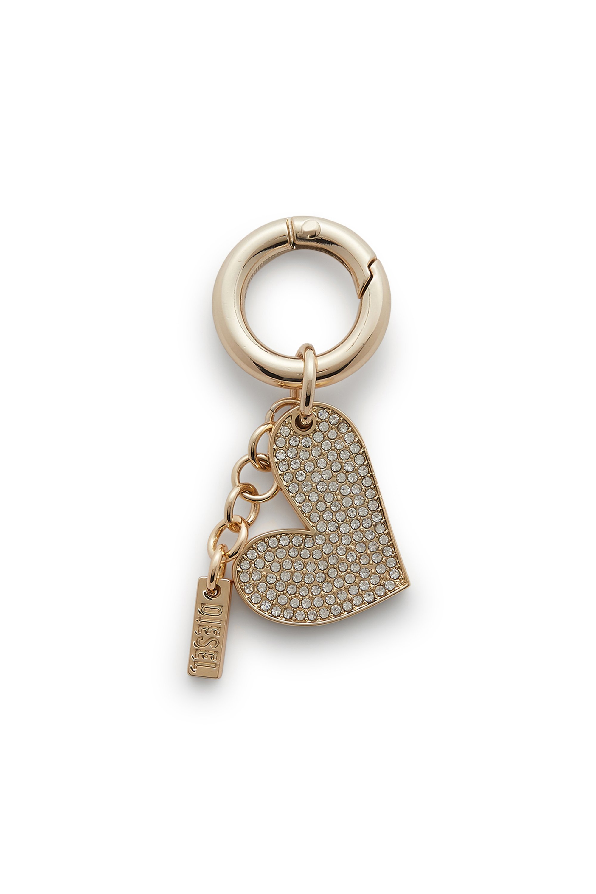Diesel - CHARM-HEART, Female's Metal heart charm with rhinestones in ゴールド - 1