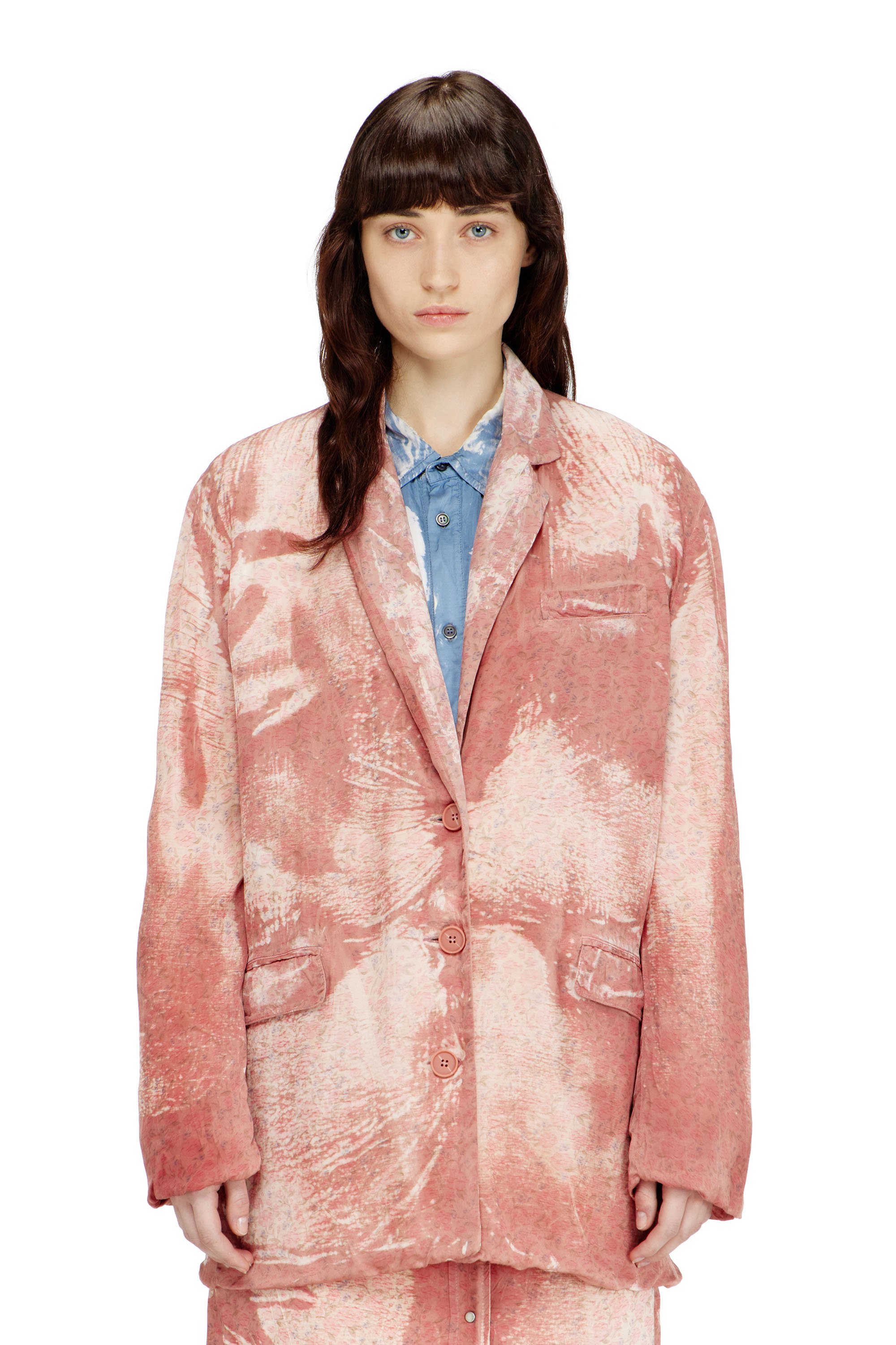 Diesel - G-ELYA, Female's Double-layer blazer with X-ray effect in ピンク / ホワイト - 3