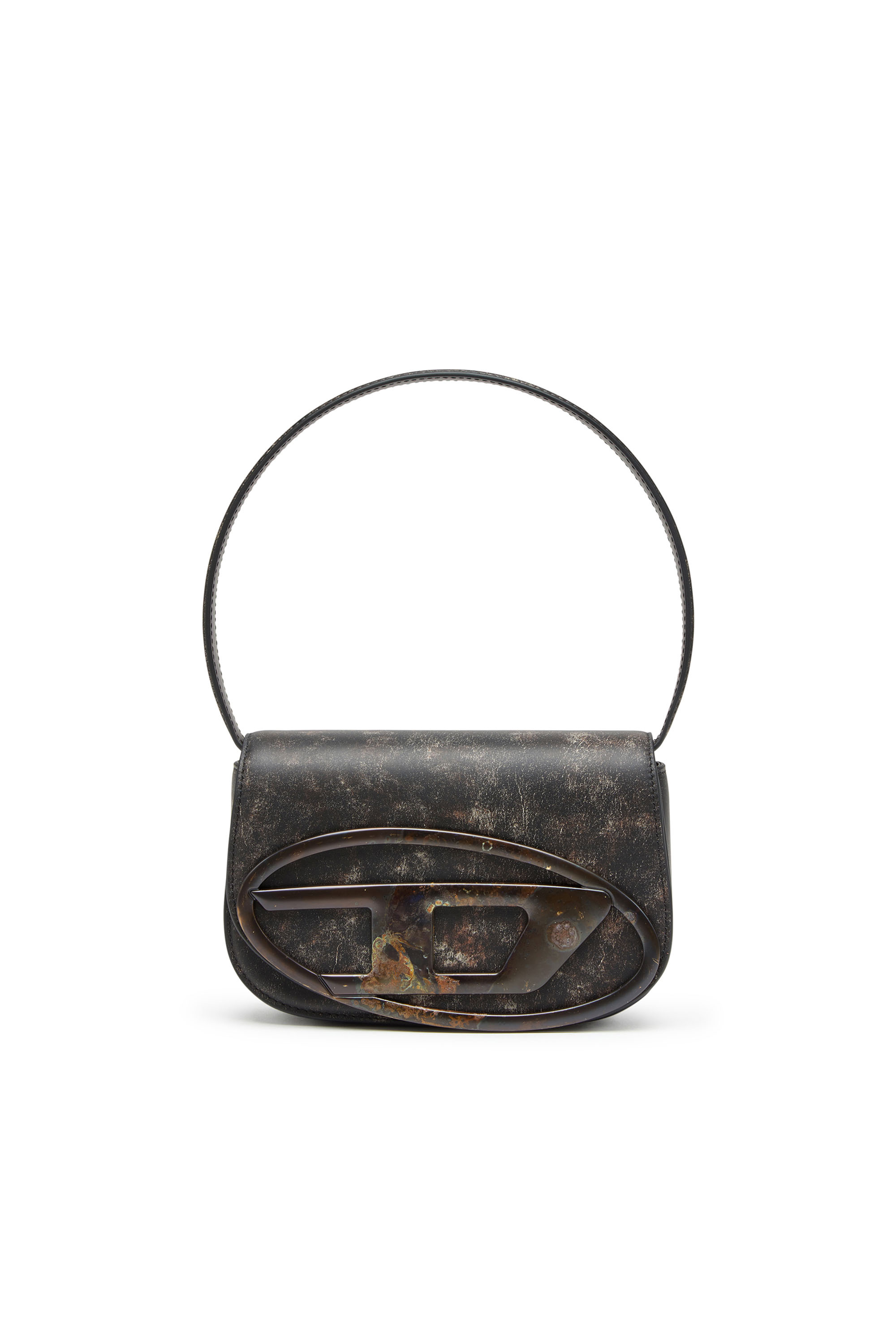 Diesel - 1DR, Female's 1DR-Iconic shoulder bag in distressed leather in ダークブラウン - 1
