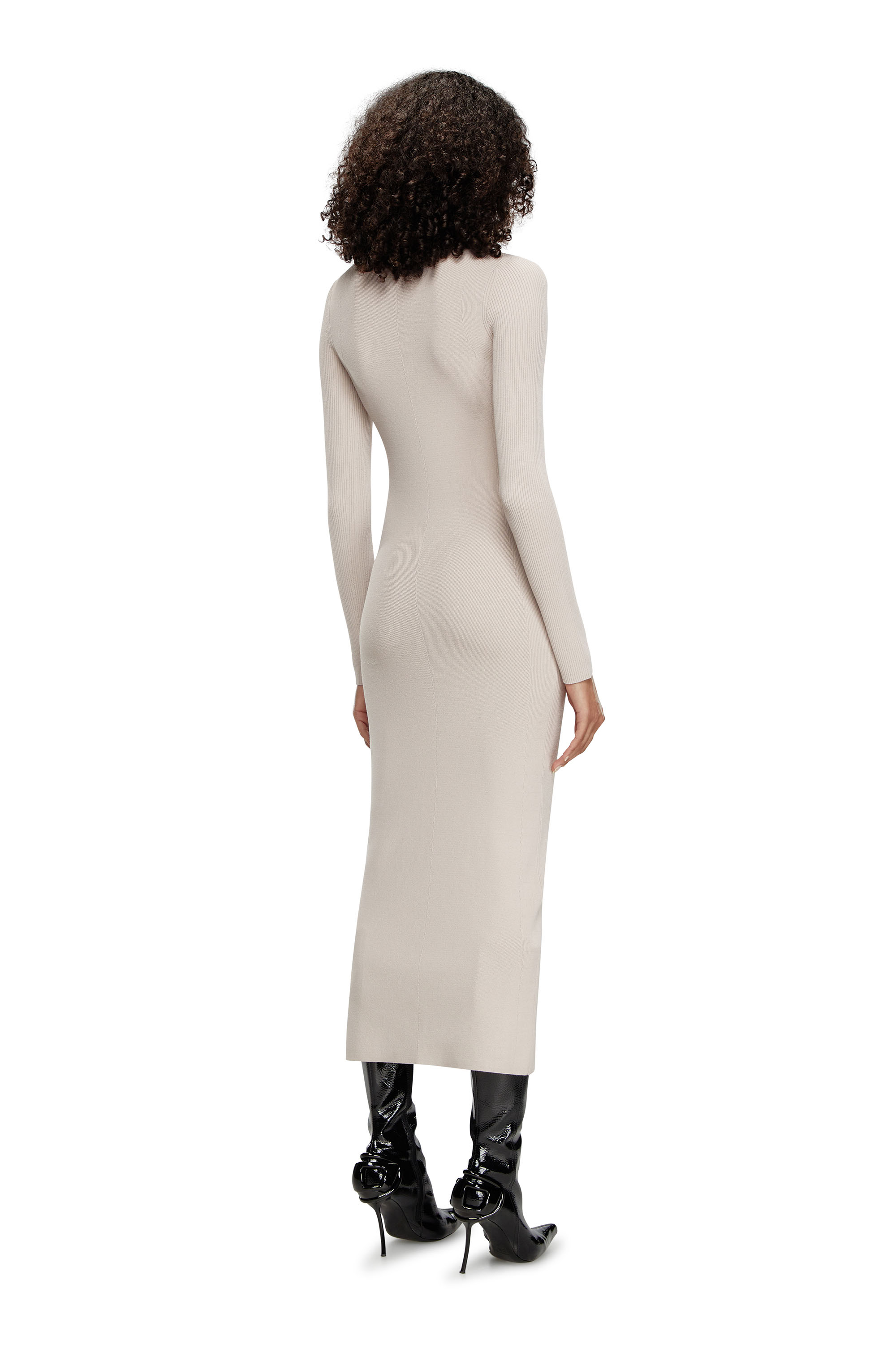 Diesel - M-ZARY-B, Female's Long dress in ribbed knit in ライトグレー - 4