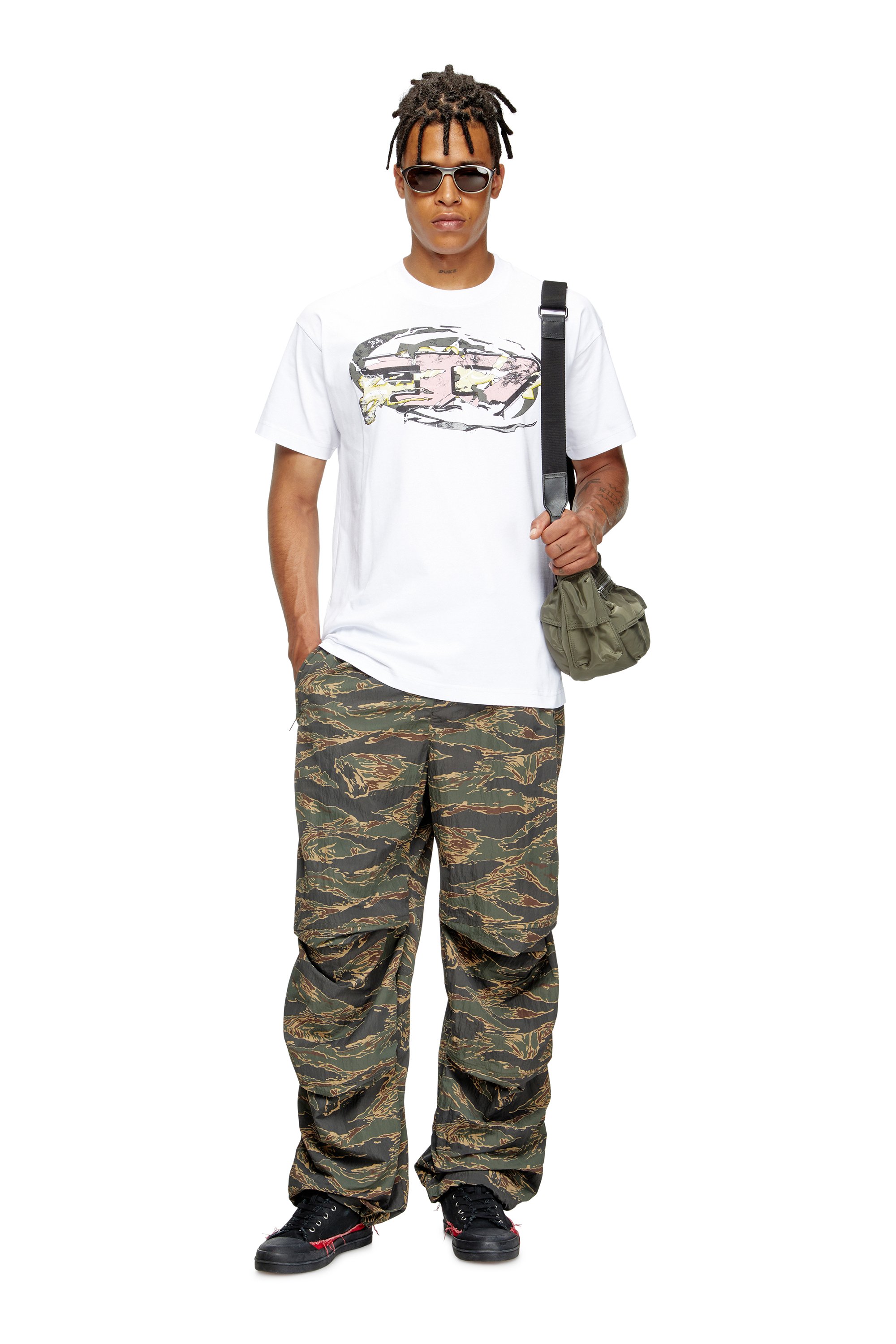 Diesel - MULTI-PKTS SHOULDER BAG X, Unisex's Multi-Pkts-Multipocket bag in utilitarian shell in グリーン - 3